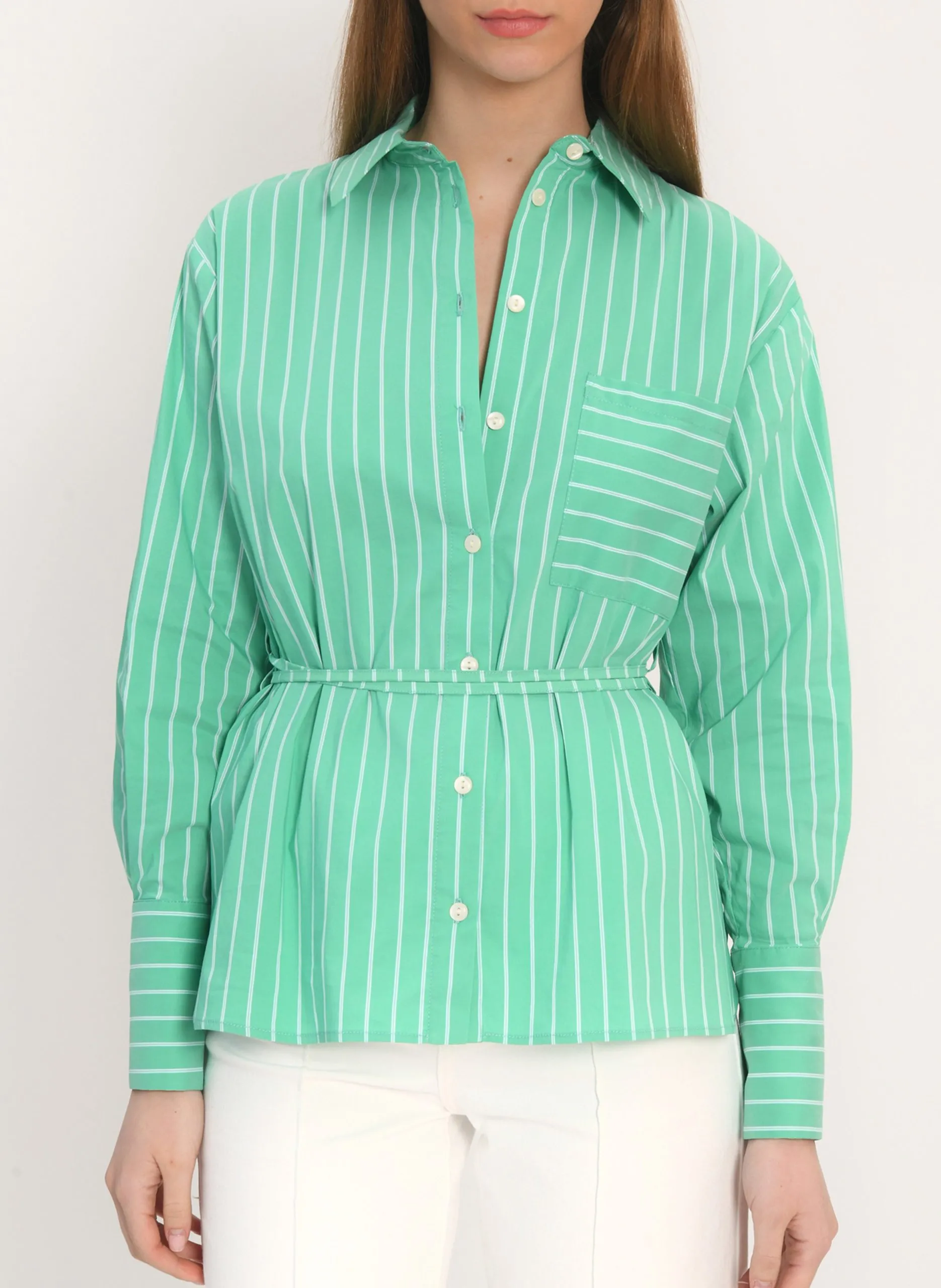 Chemise col classique en coton mélangé Vert AUSTIN