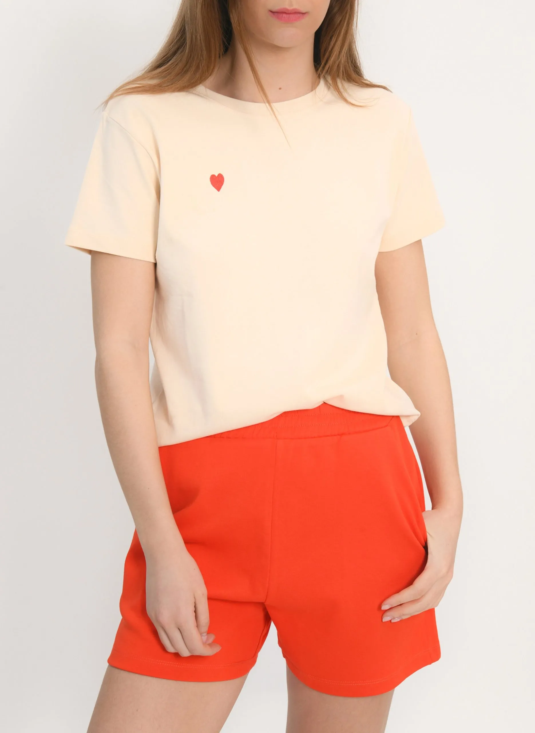 Short décontracté uni en coton Orange ARLO