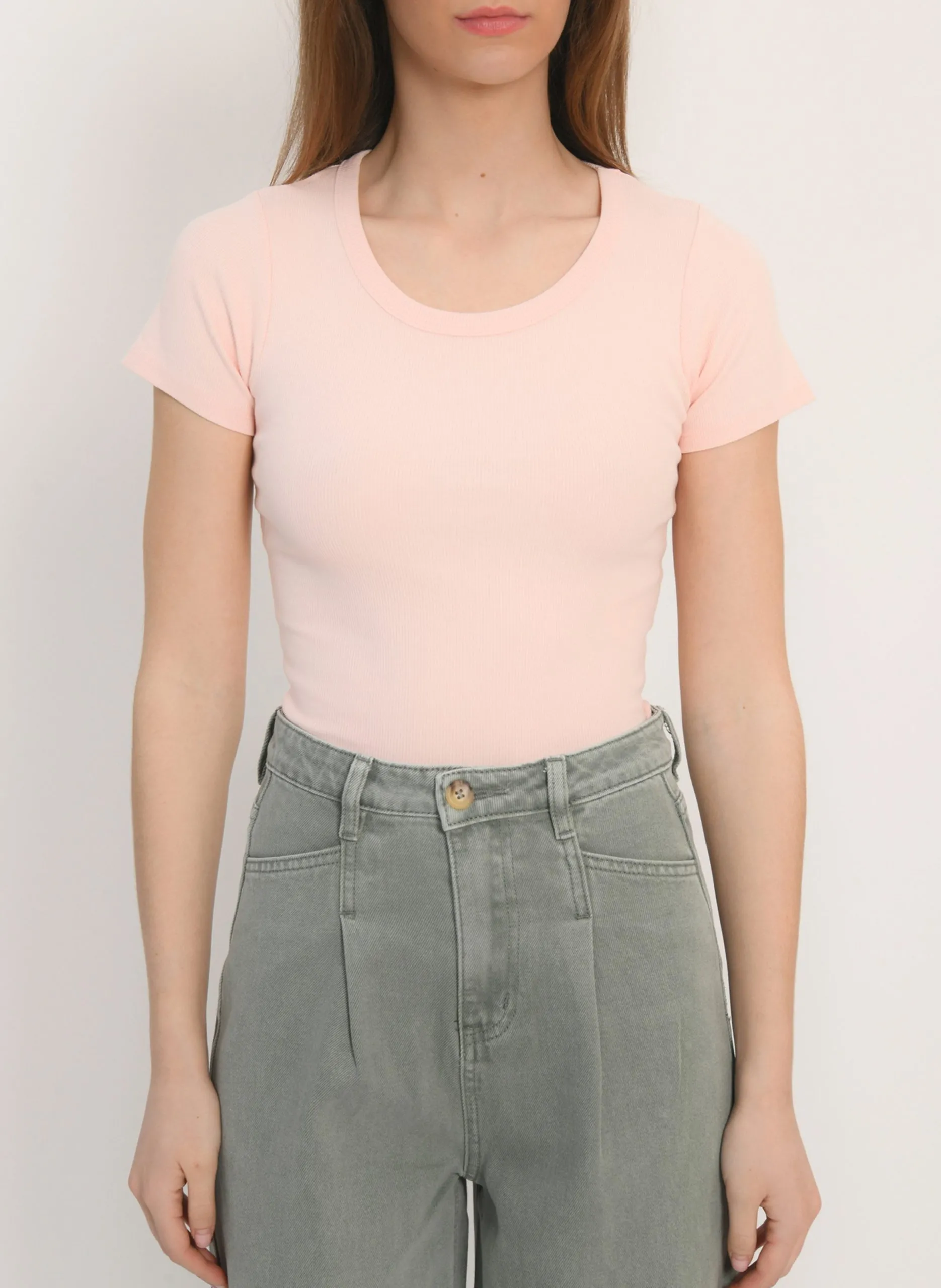 Tee-shirt ajusté côtelé Rose JENNY