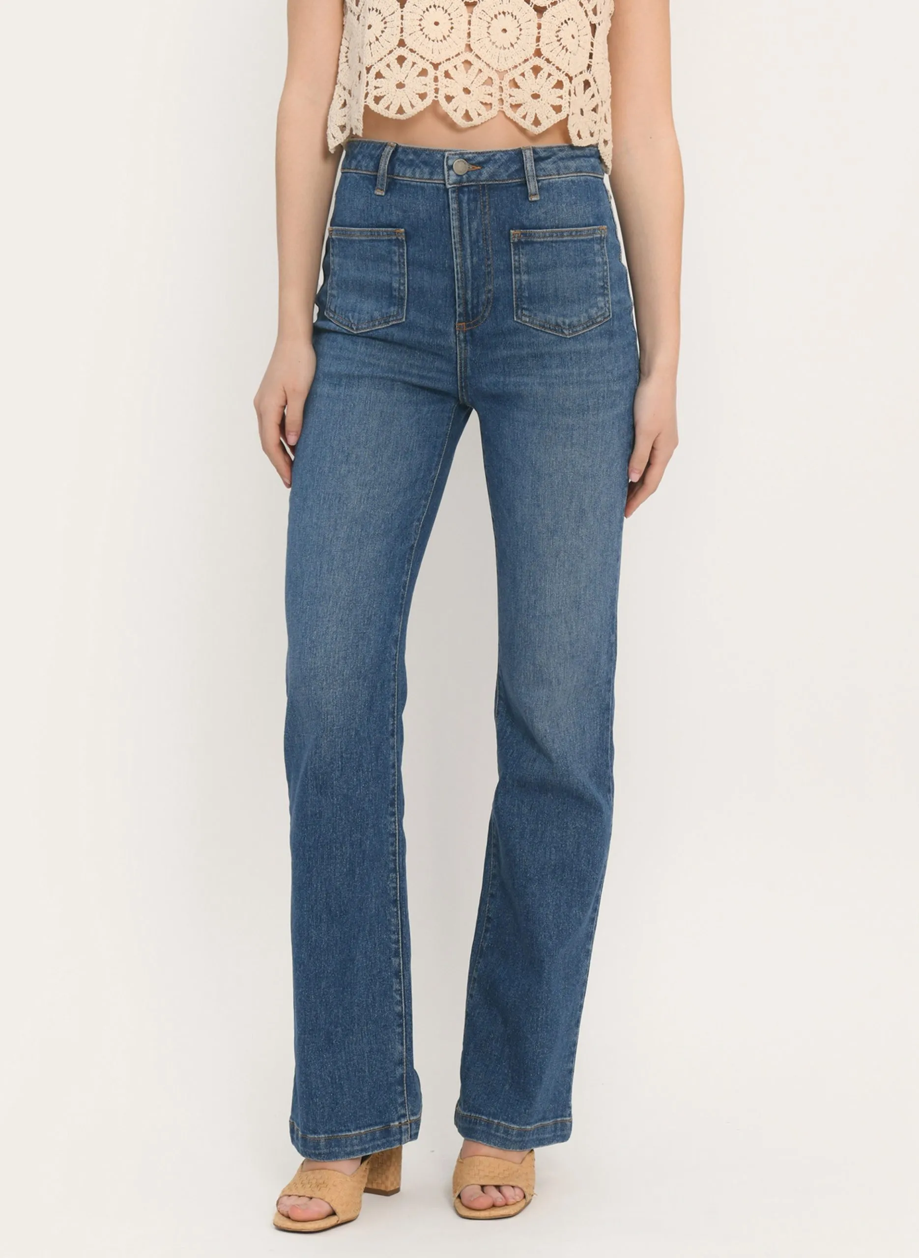 Jean flare en coton mélangé Bleu ACHILLE