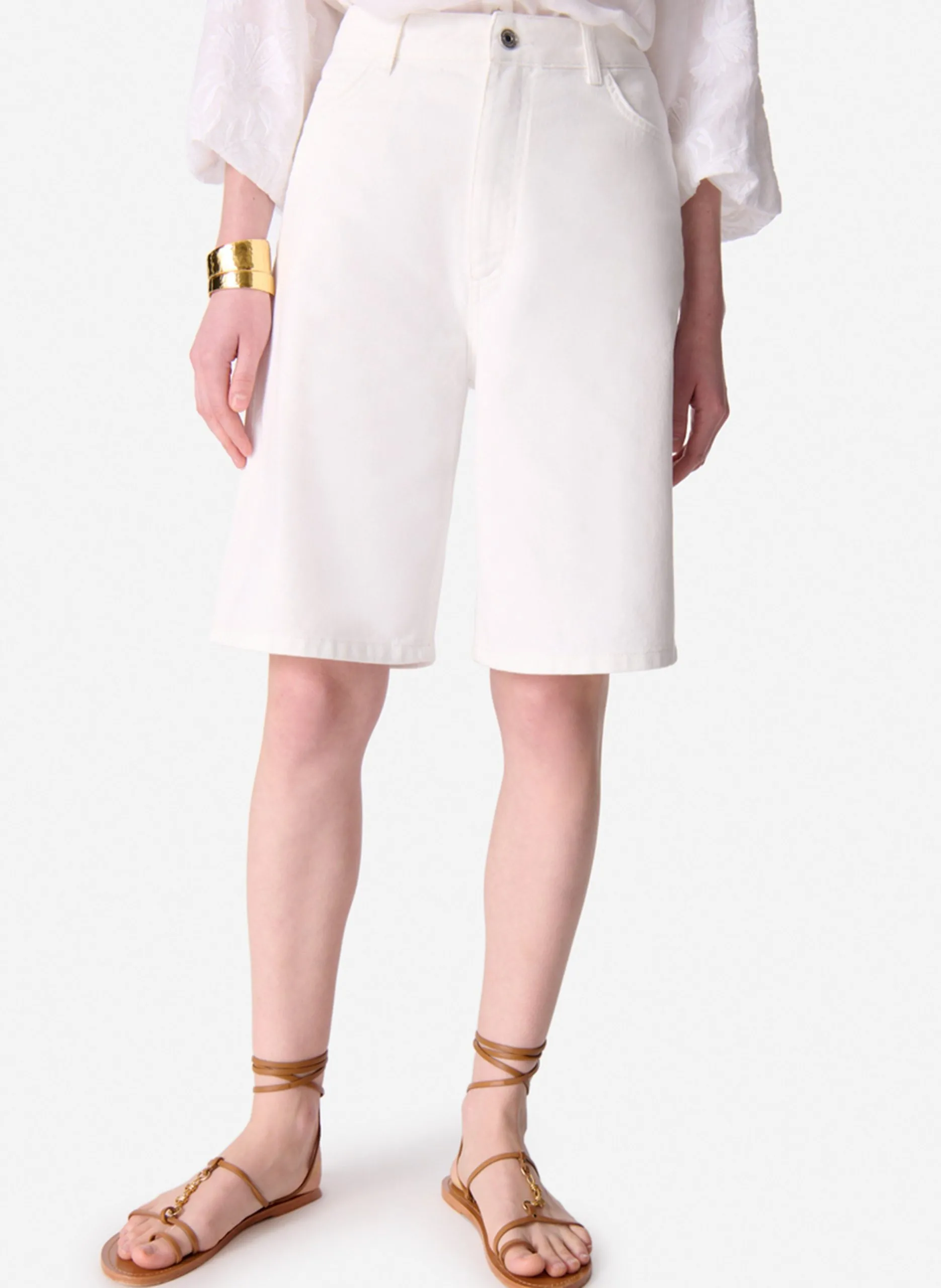 Bermuda large en coton Blanc ELOUAN