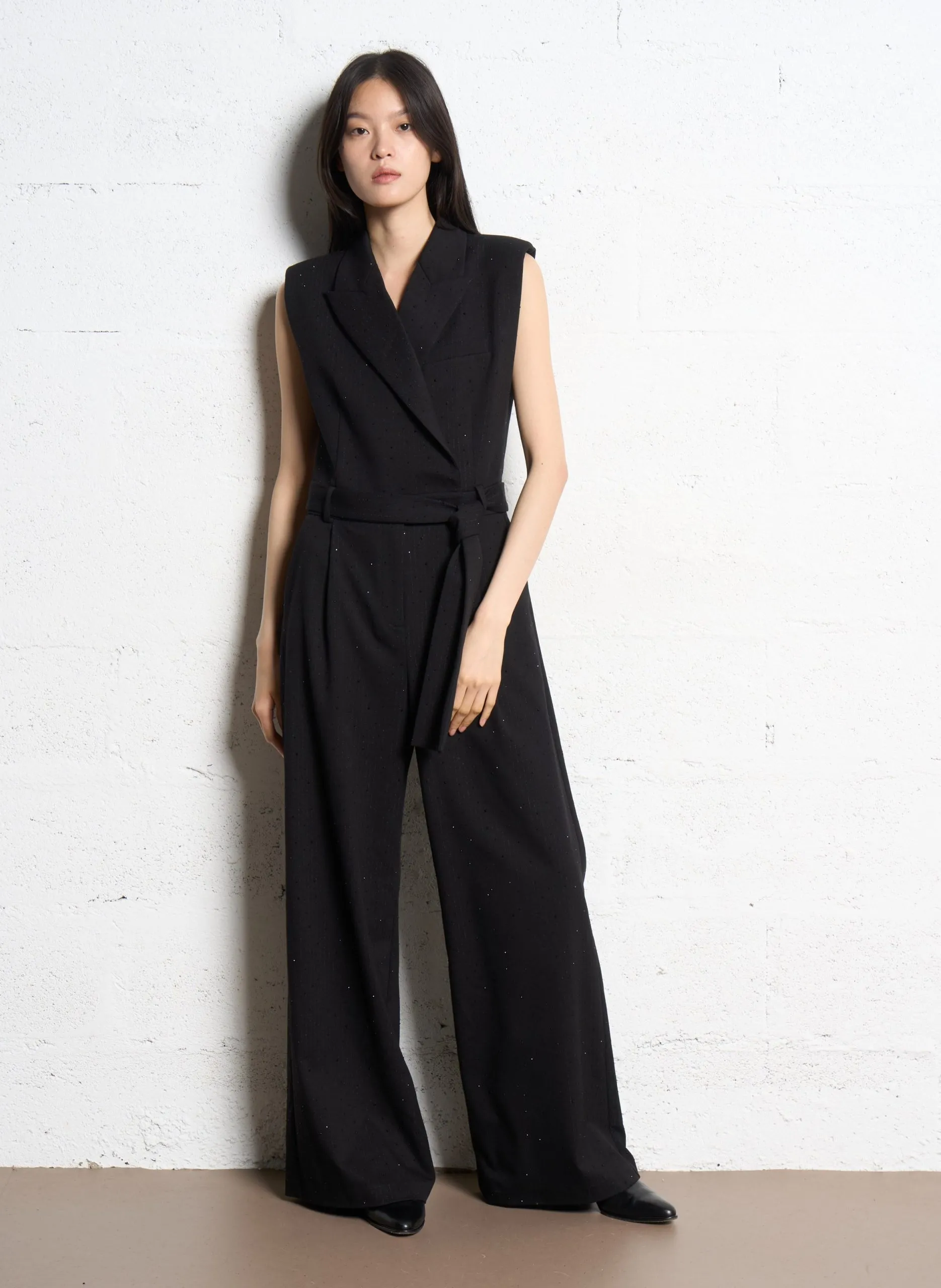 Combinaison col tailleur à strass Noir TWIST