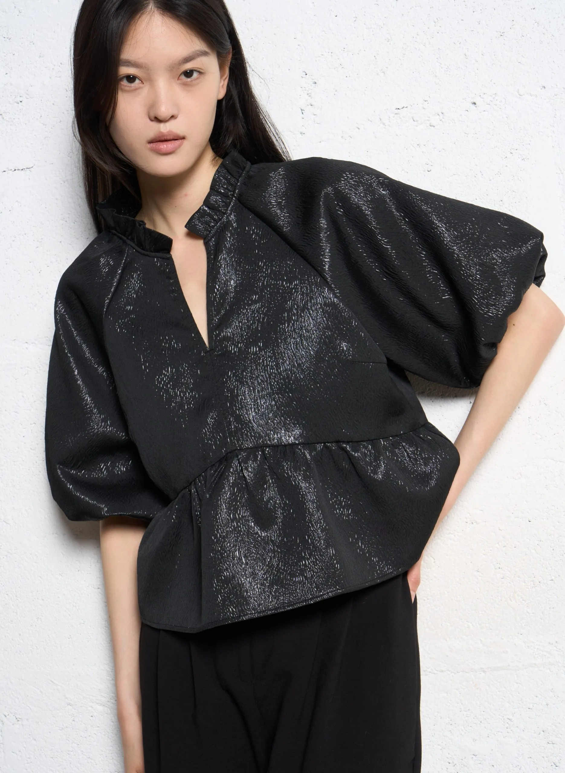 Top péplum oversize Noir LOUXOR