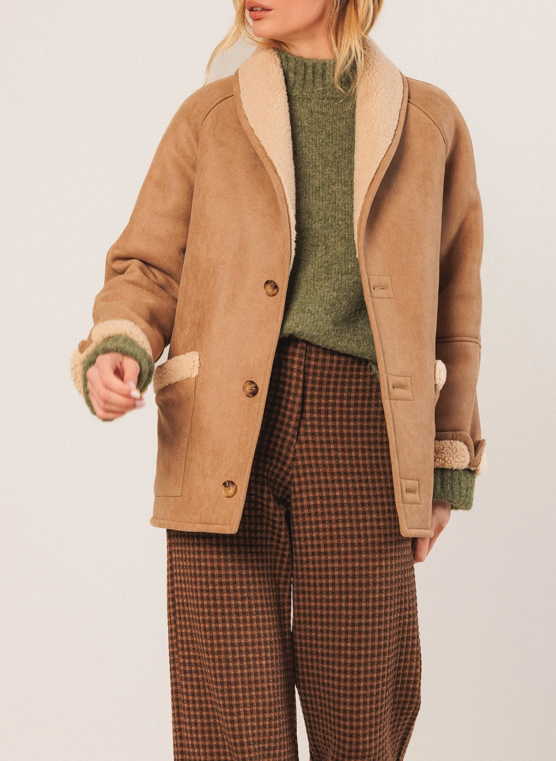 Manteau col à revers Beige