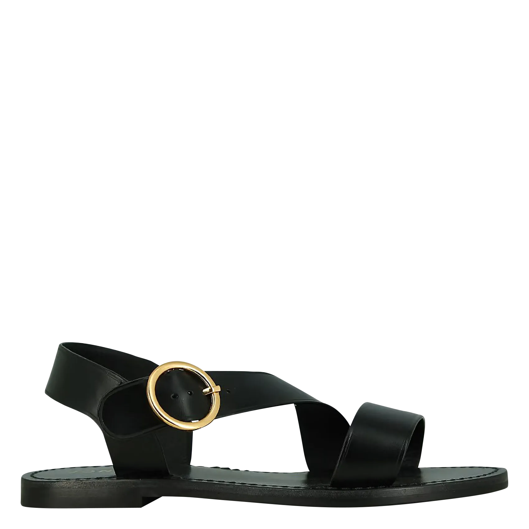 Sandales plates en cuir Noir WELBI