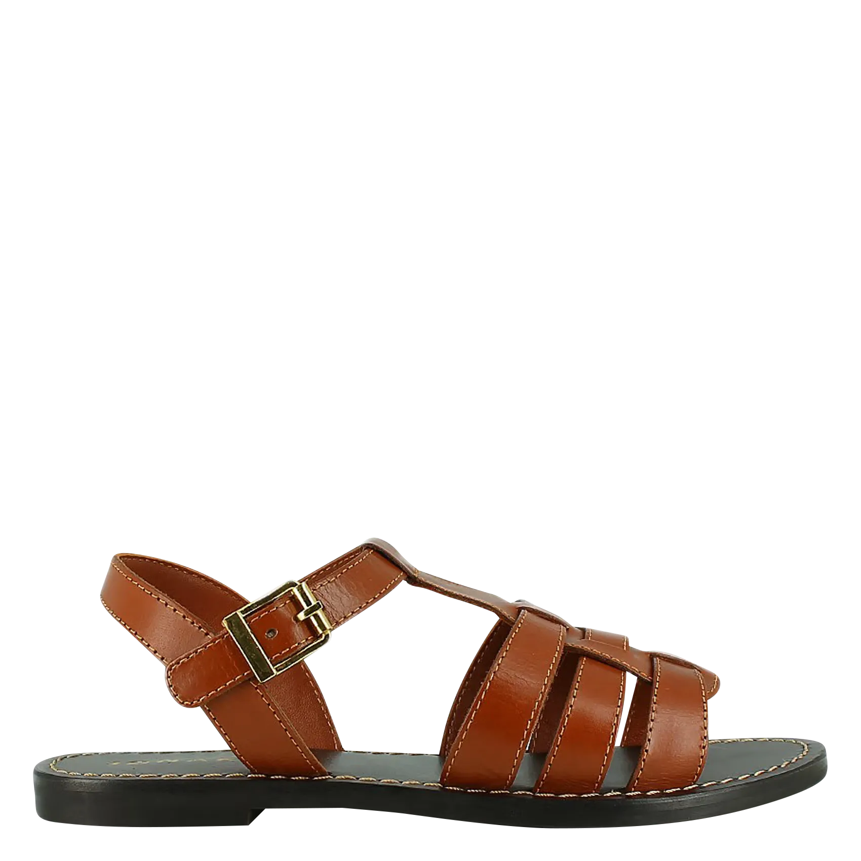 Sandales plates en cuir Marron WIM