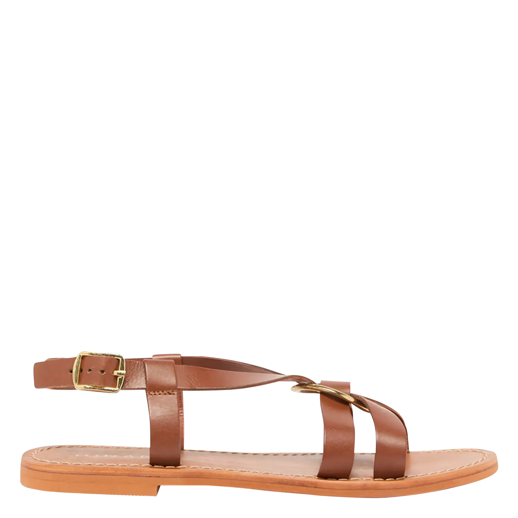 Sandales plates en cuir Marron WOODSTOCK