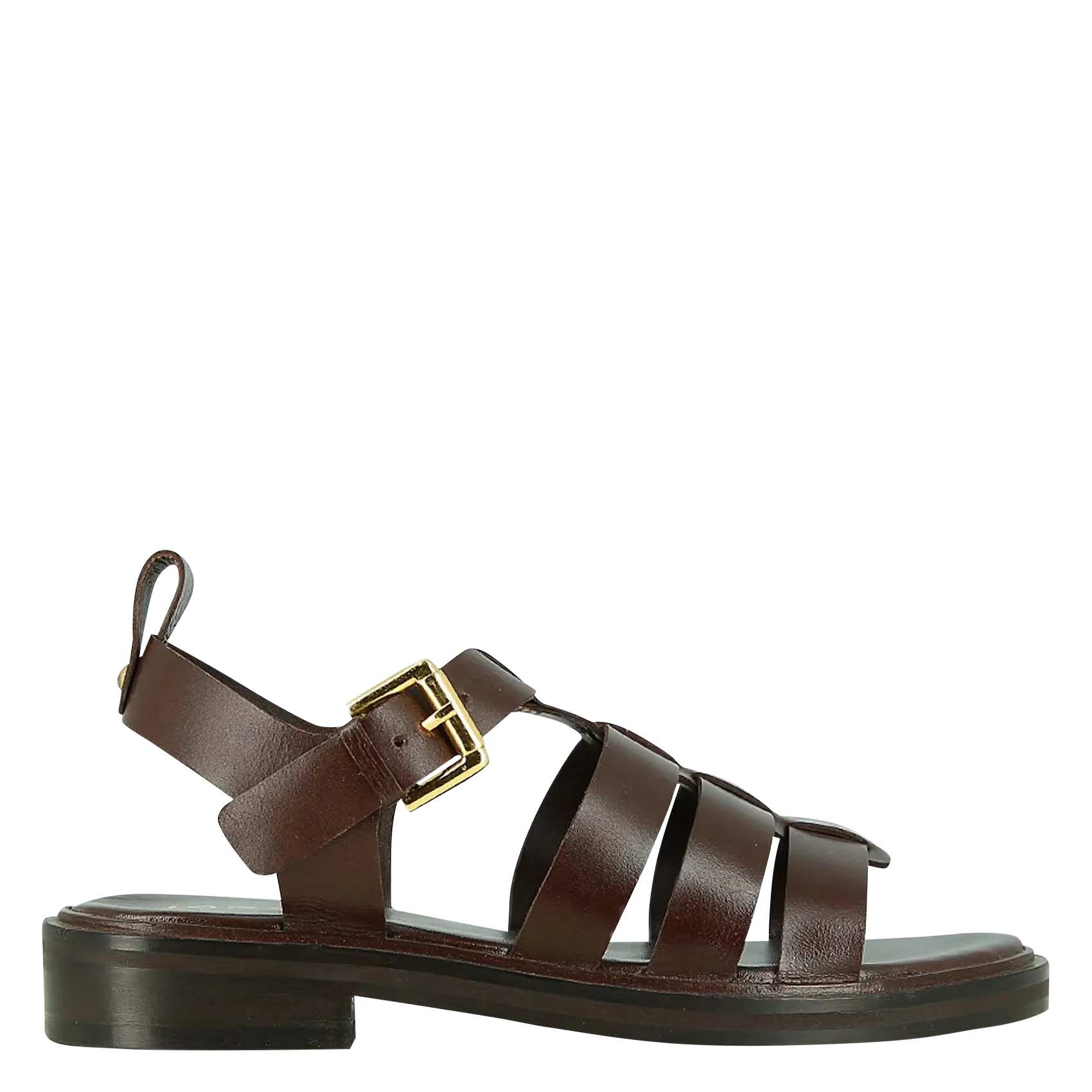 Sandales plates en cuir Marron WOOL