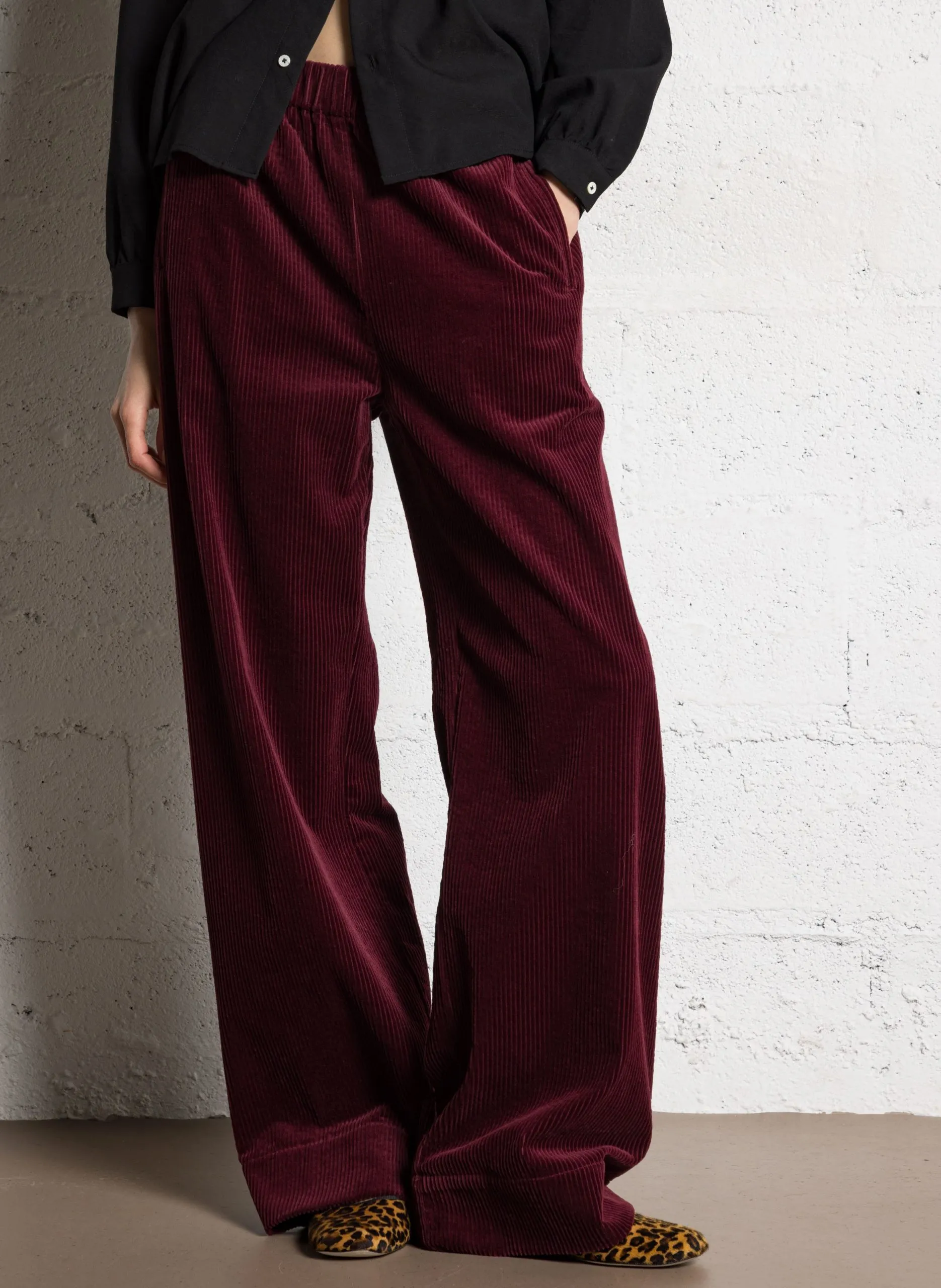 Pantalon évasé en coton Rouge JAMIE