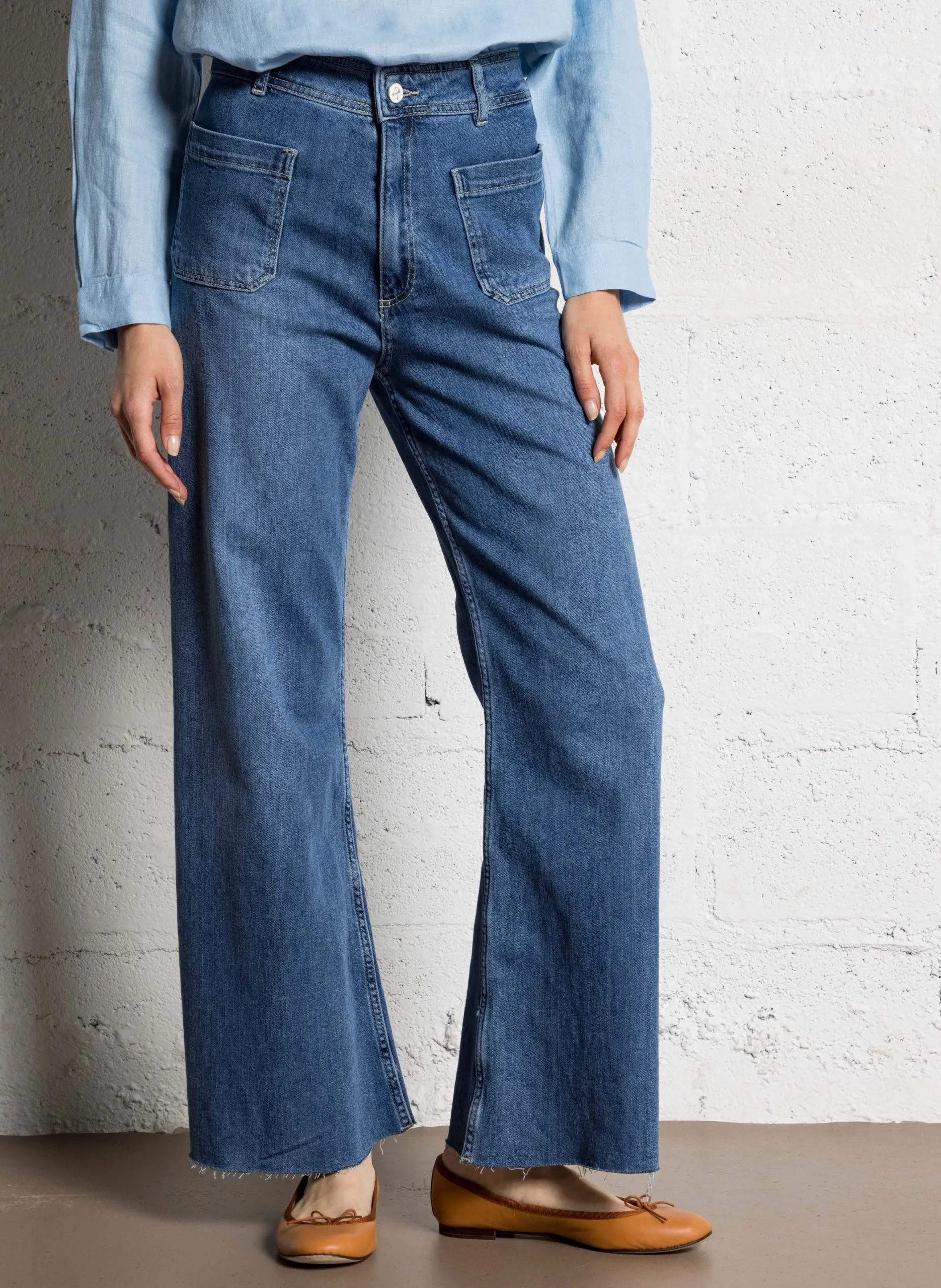 Jean boot-cut en coton mélangé Bleu GIGI