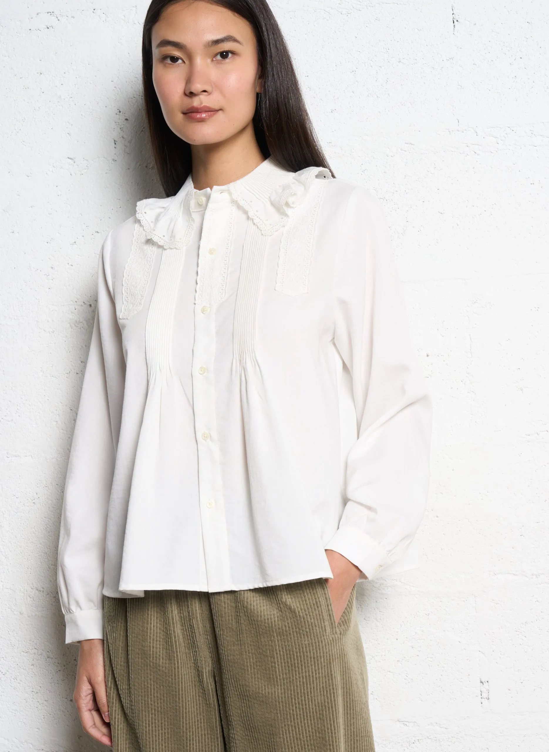 Chemise oversize brodée Blanc JOAN
