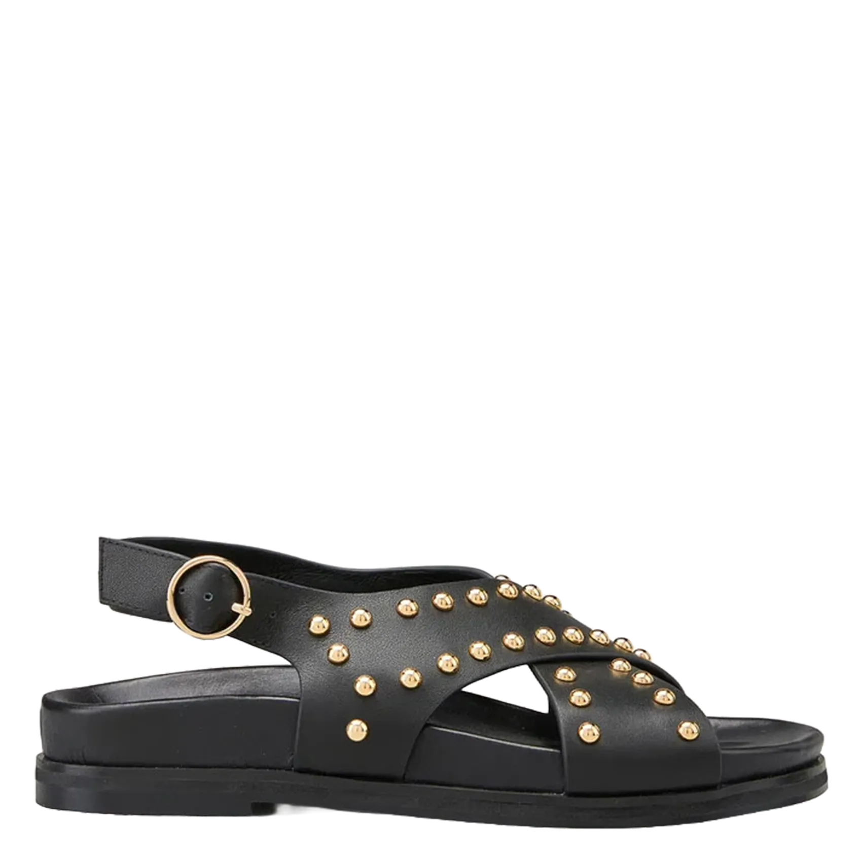 Sandales plates en cuir Noir CALYPSO