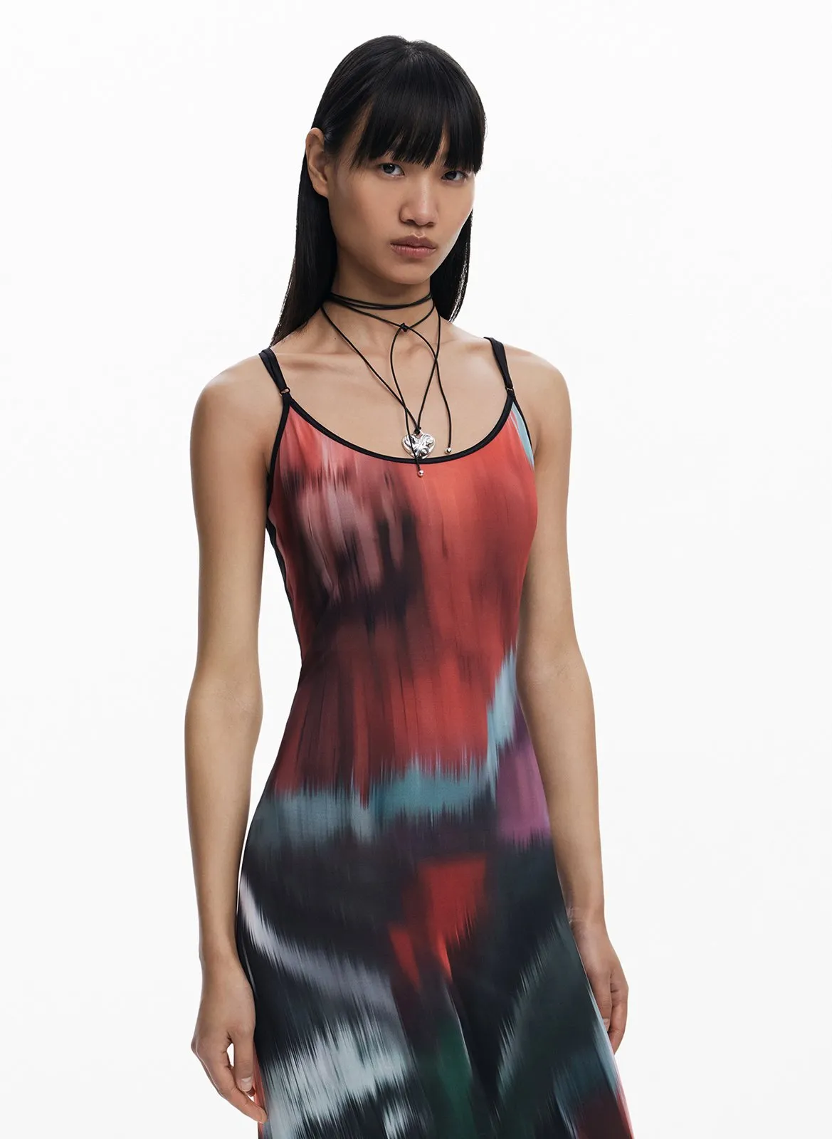 Robe longue imprimée Rouge