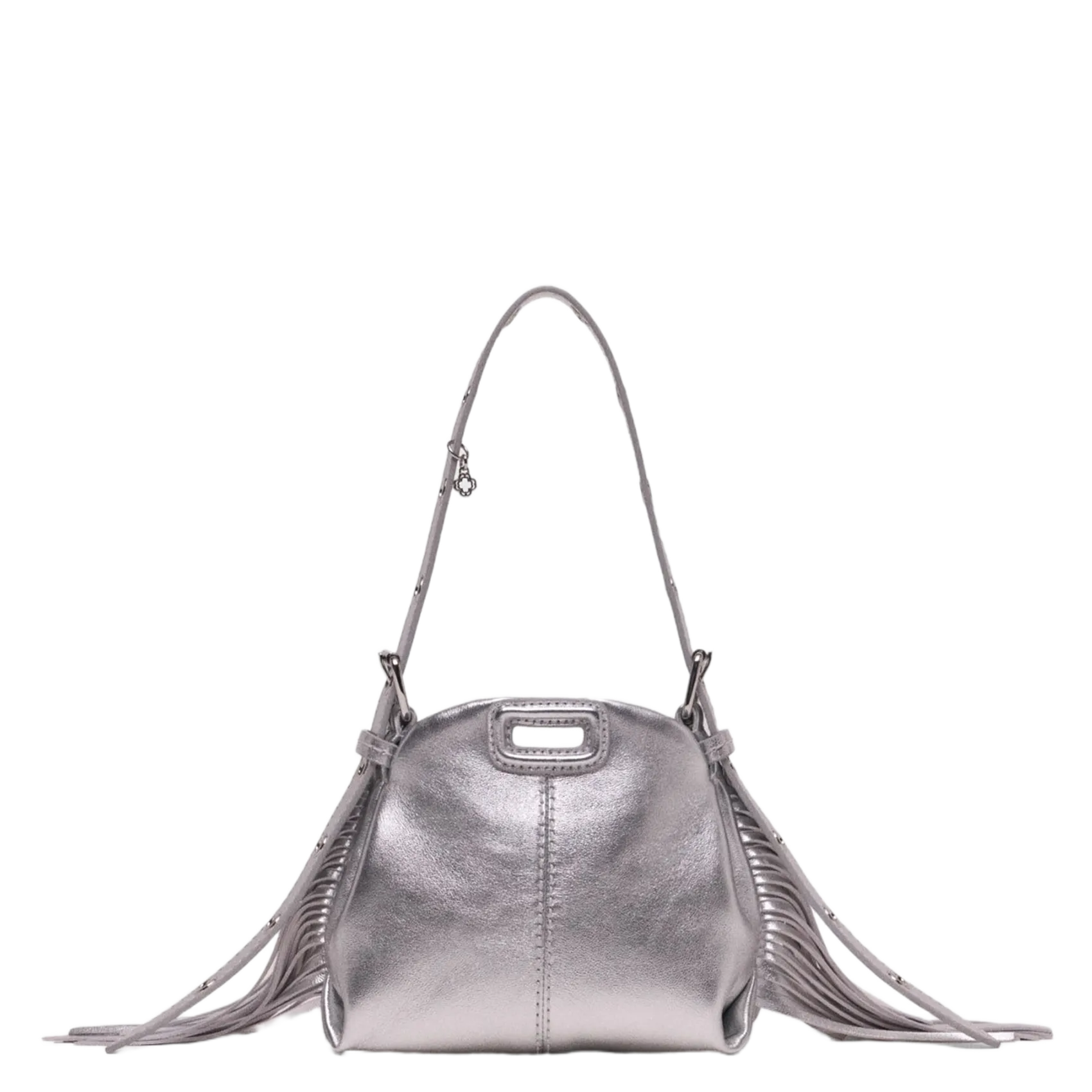 Sac porté épaule en cuir métallisé Argent
