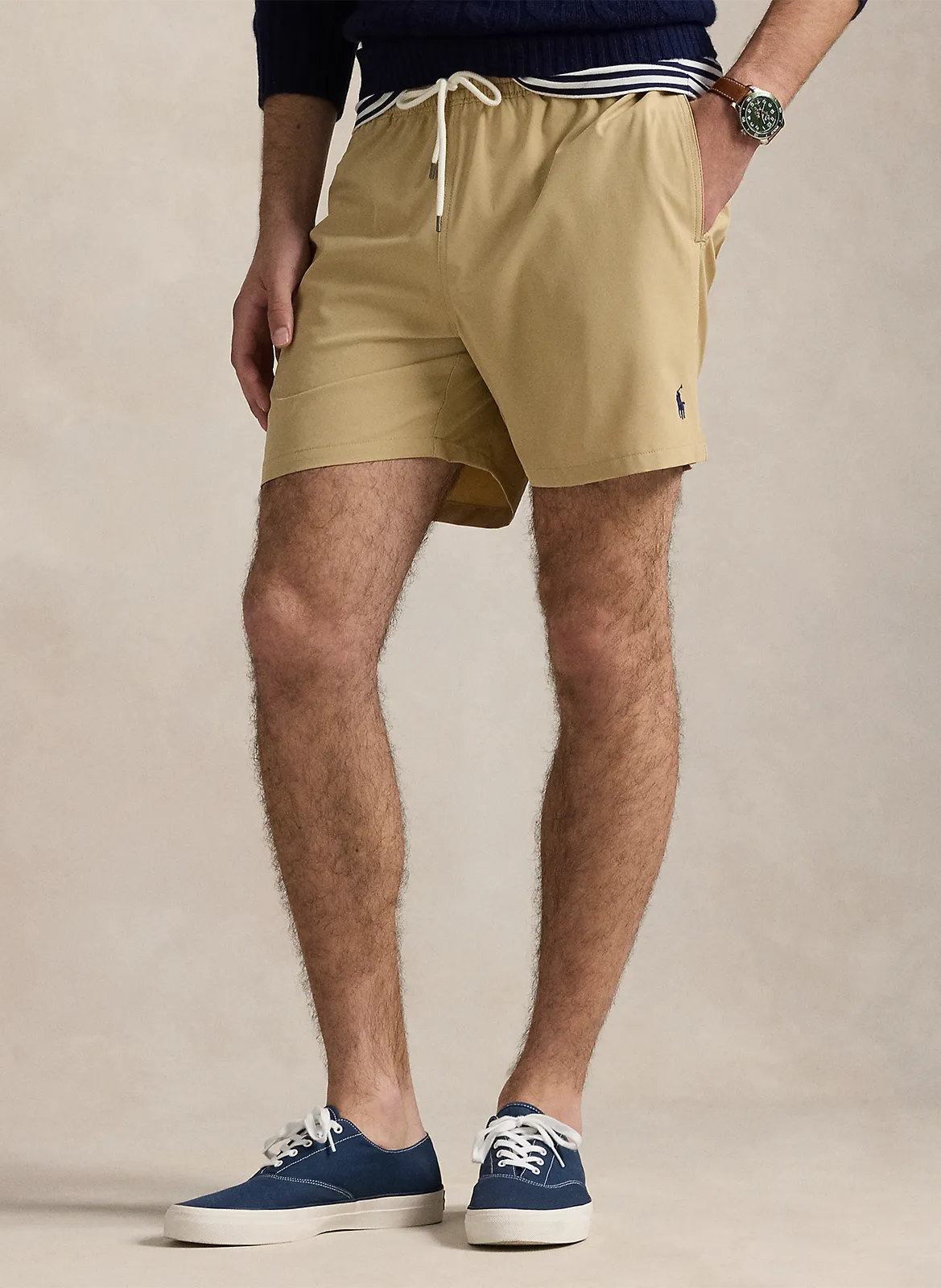 Short de bain brodé Beige
