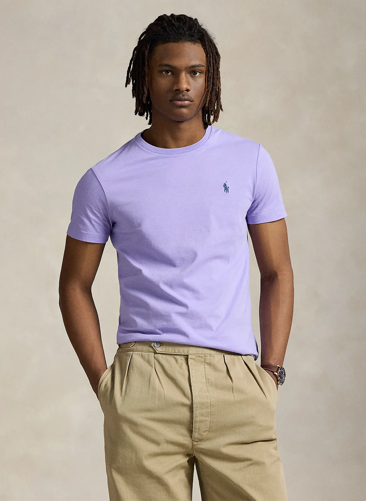 Tee-shirt col rond slim-fit en coton Violet