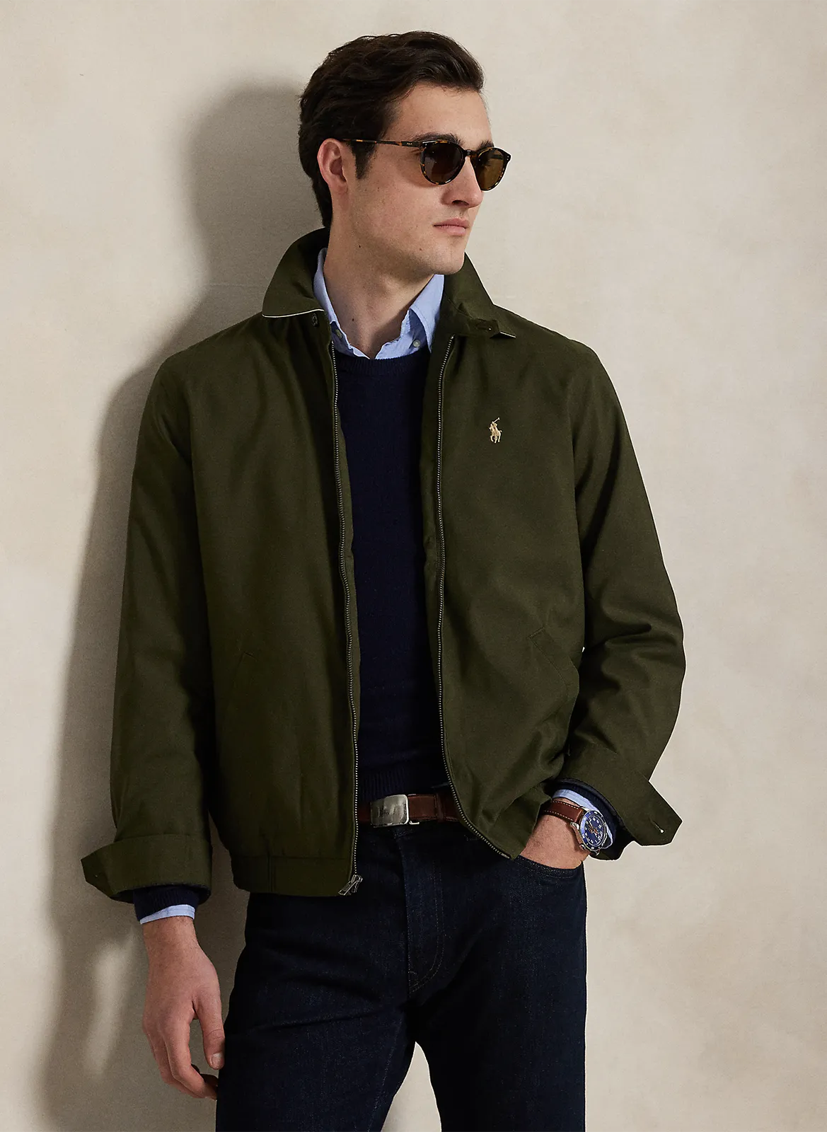 Blouson col classique Vert