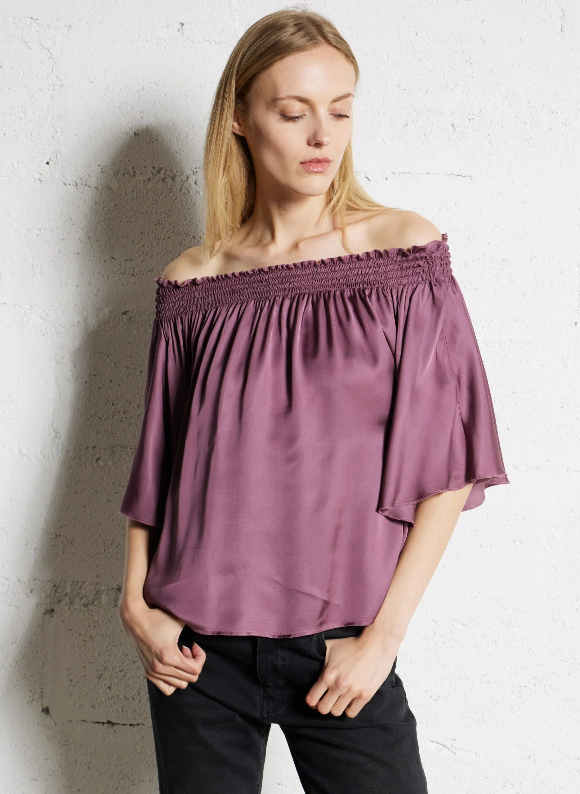 Top droit satiné Violet TAROSA