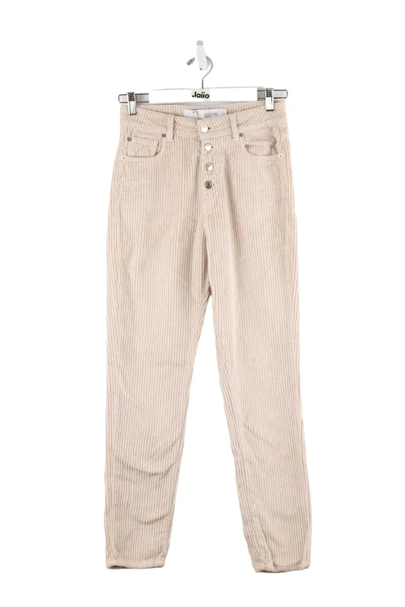 Pantalon slim en coton Beige