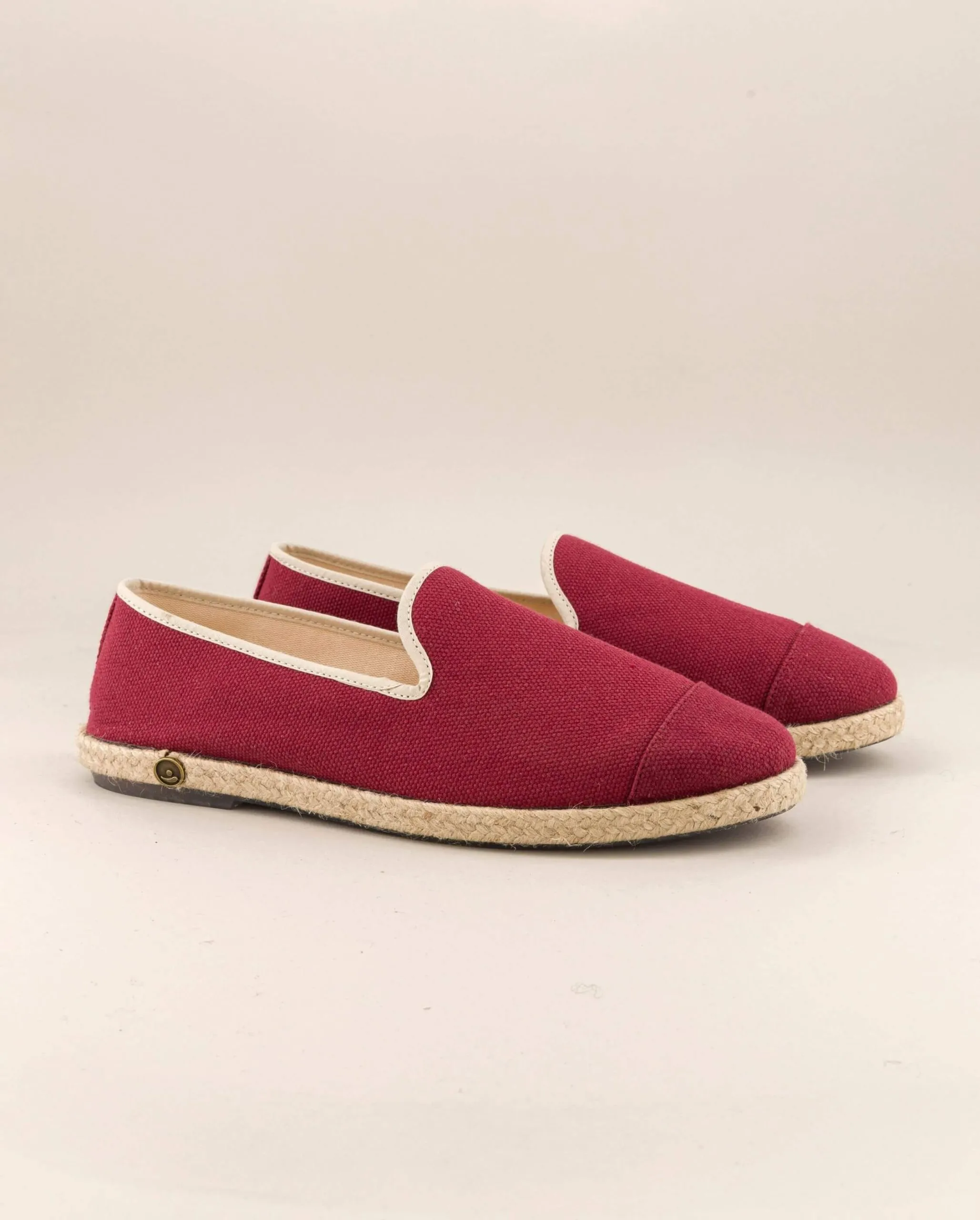Espadrille homme coton, bordeaux beige Rouge