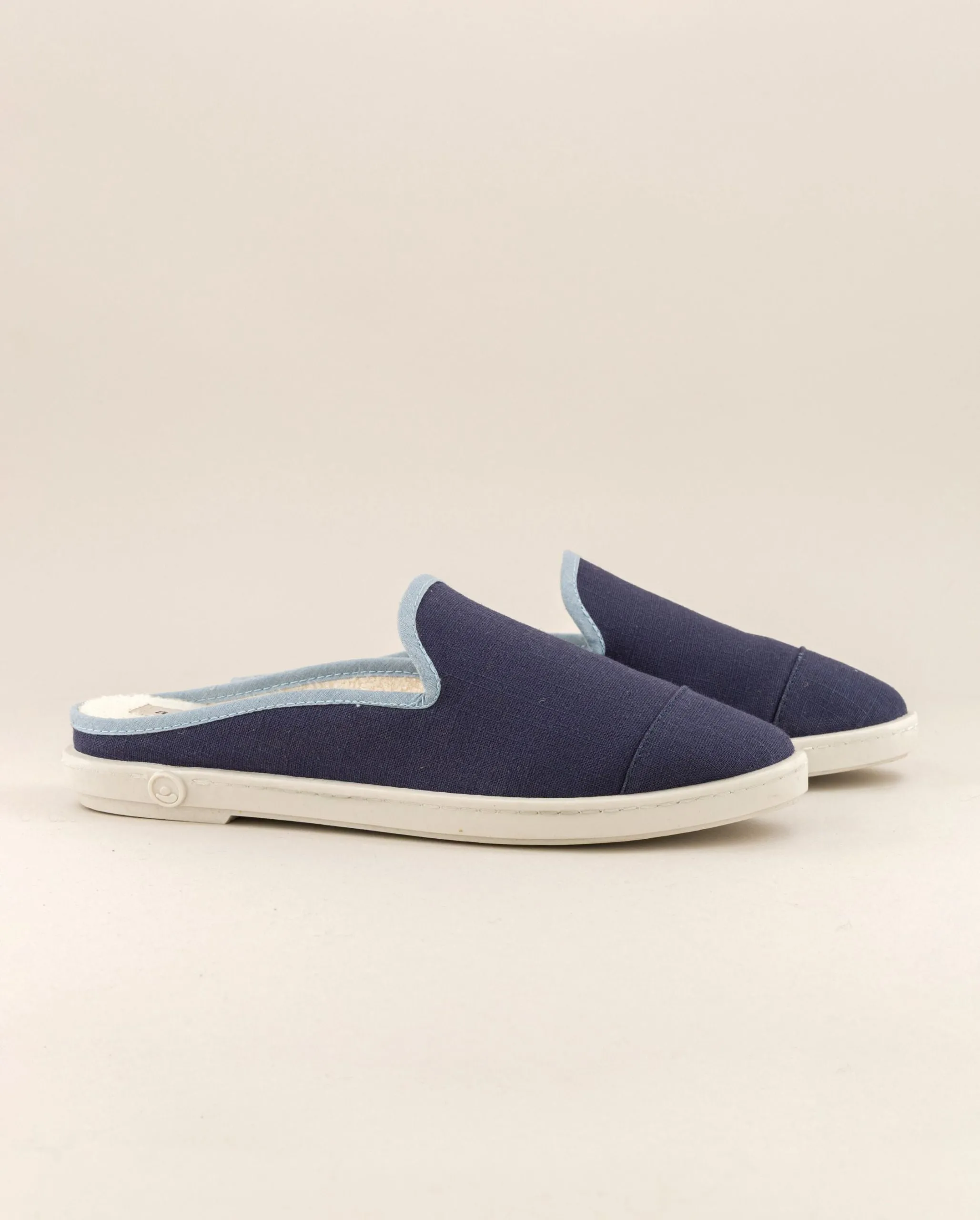 Mule femme lin, jean ciel Bleu