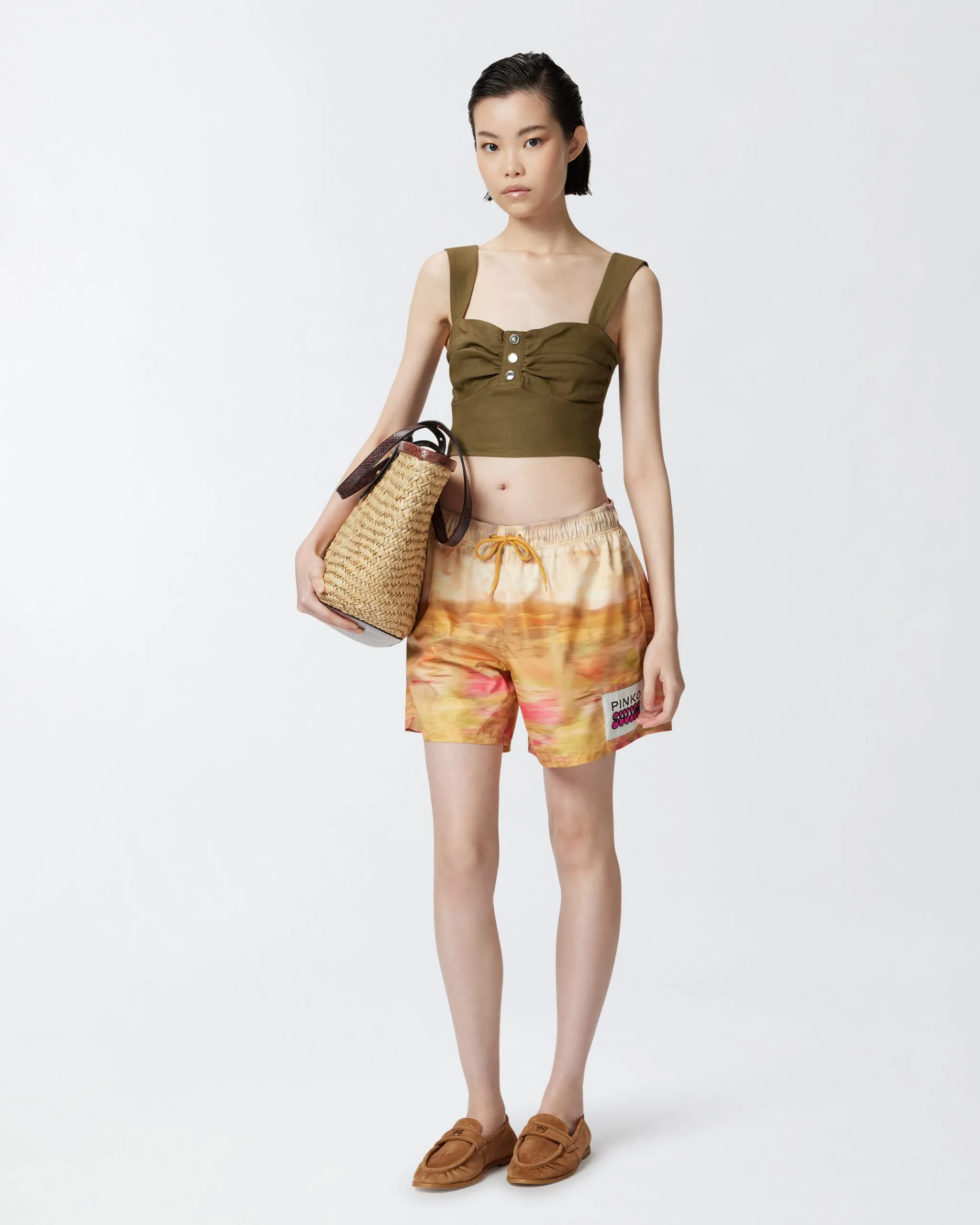 Short technique imprimé avec étiquette Multicolore