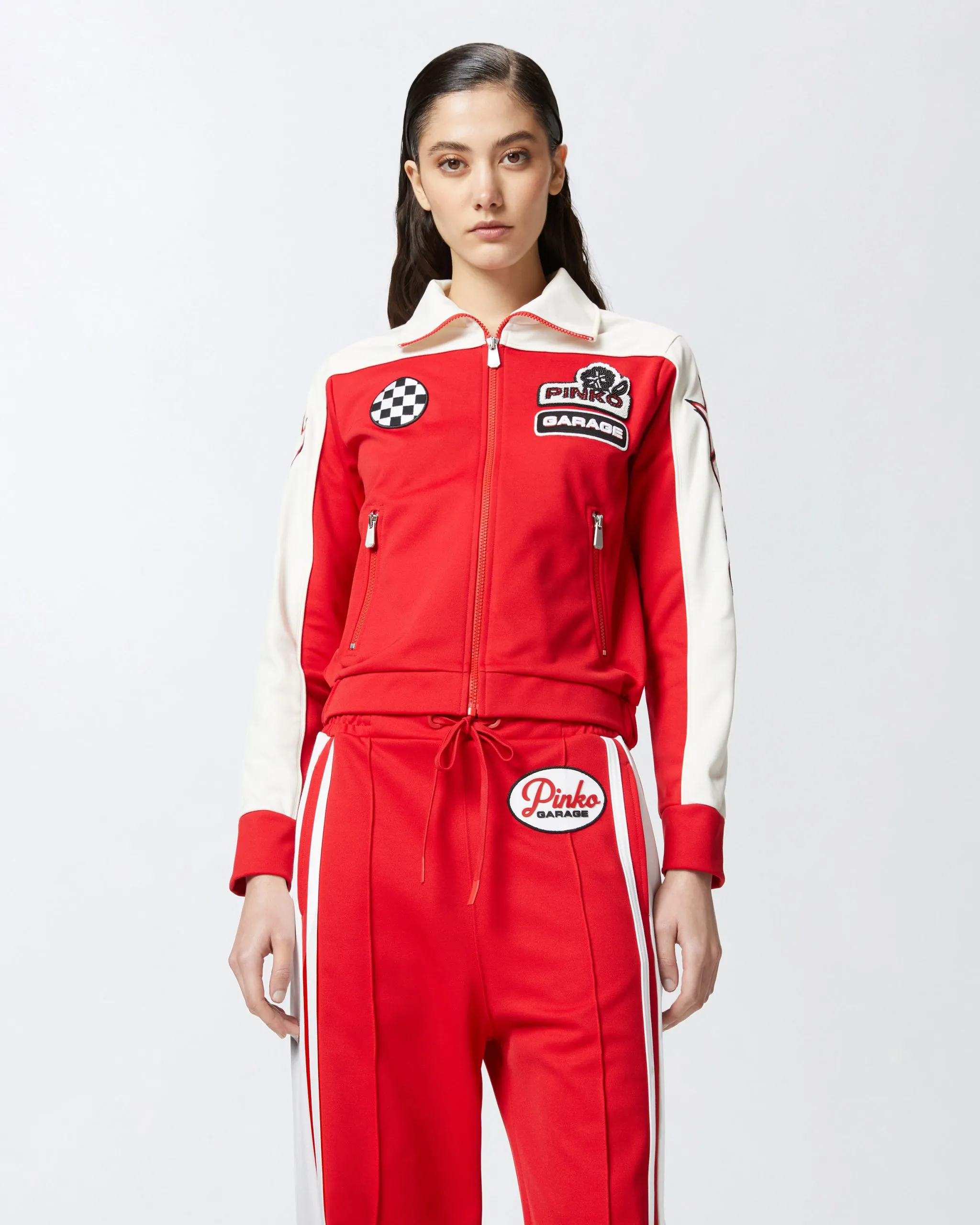 Sweat-shirt court pinko garage avec zip Multicolore