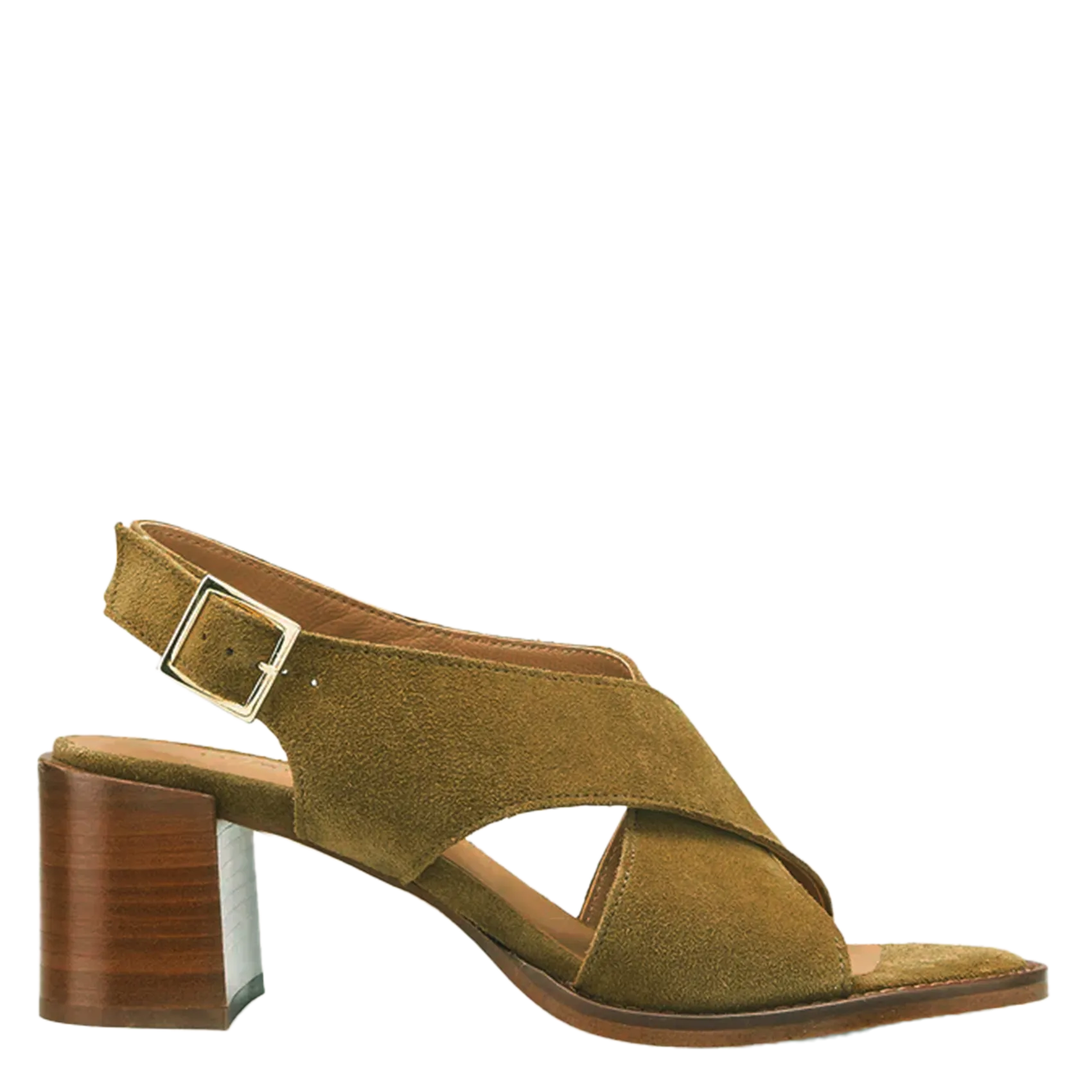 Sandales à talons en cuir Kaki PIANA