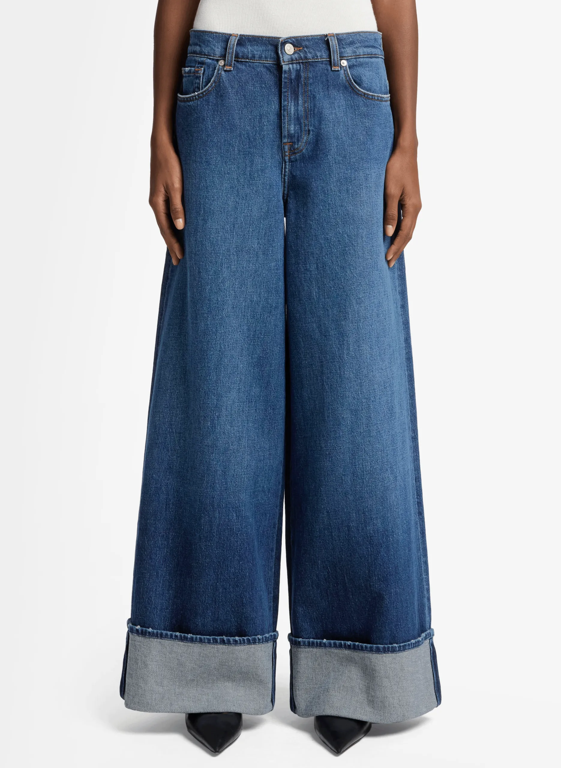 Jean large à revers Bleu MARIE