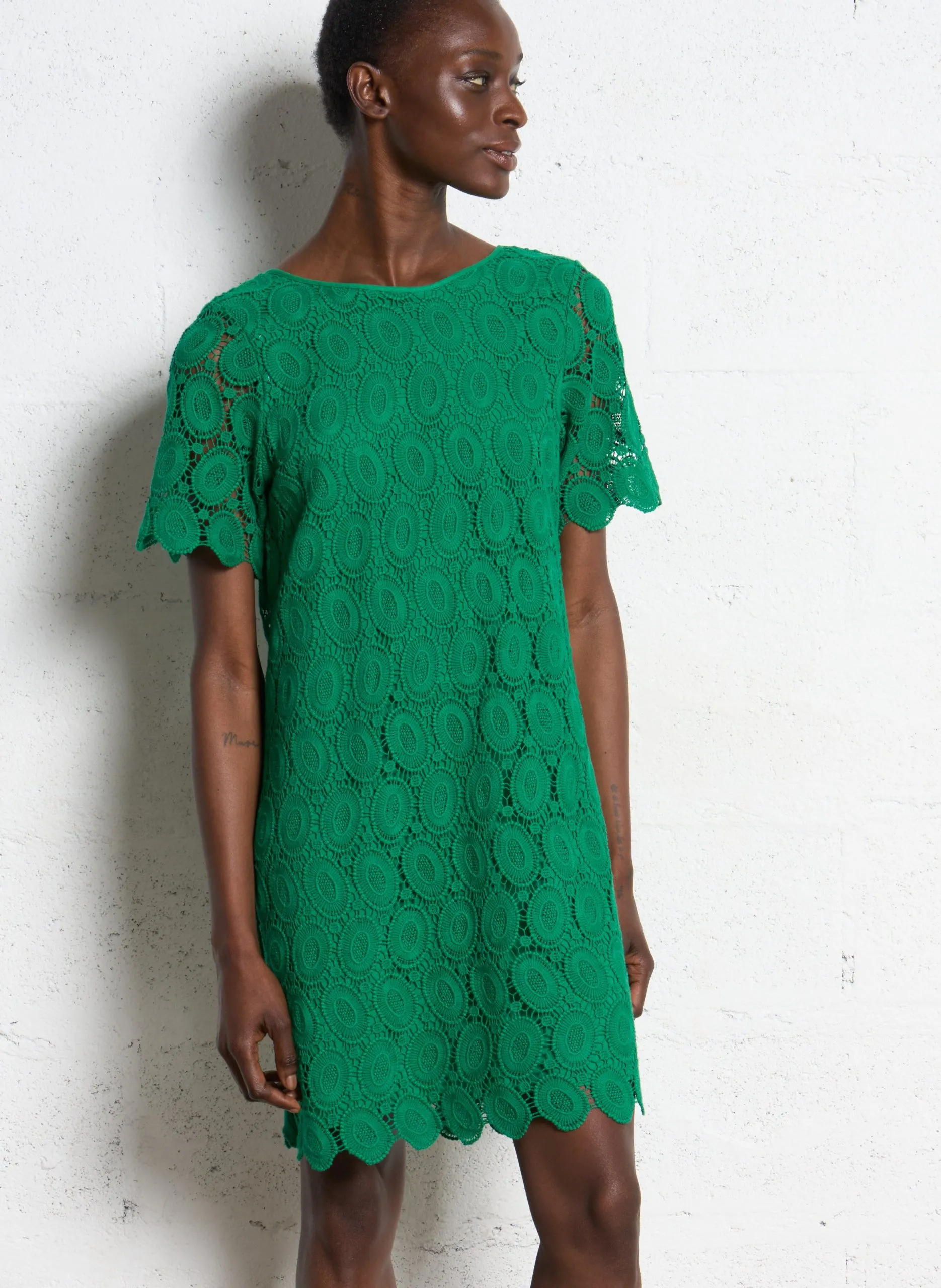 Robe courte en coton Vert RIELLE