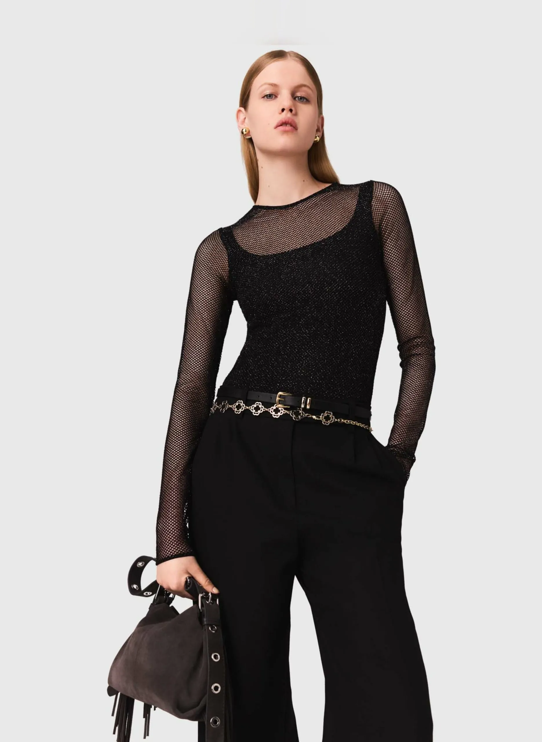 Body manches longues pailleté Noir