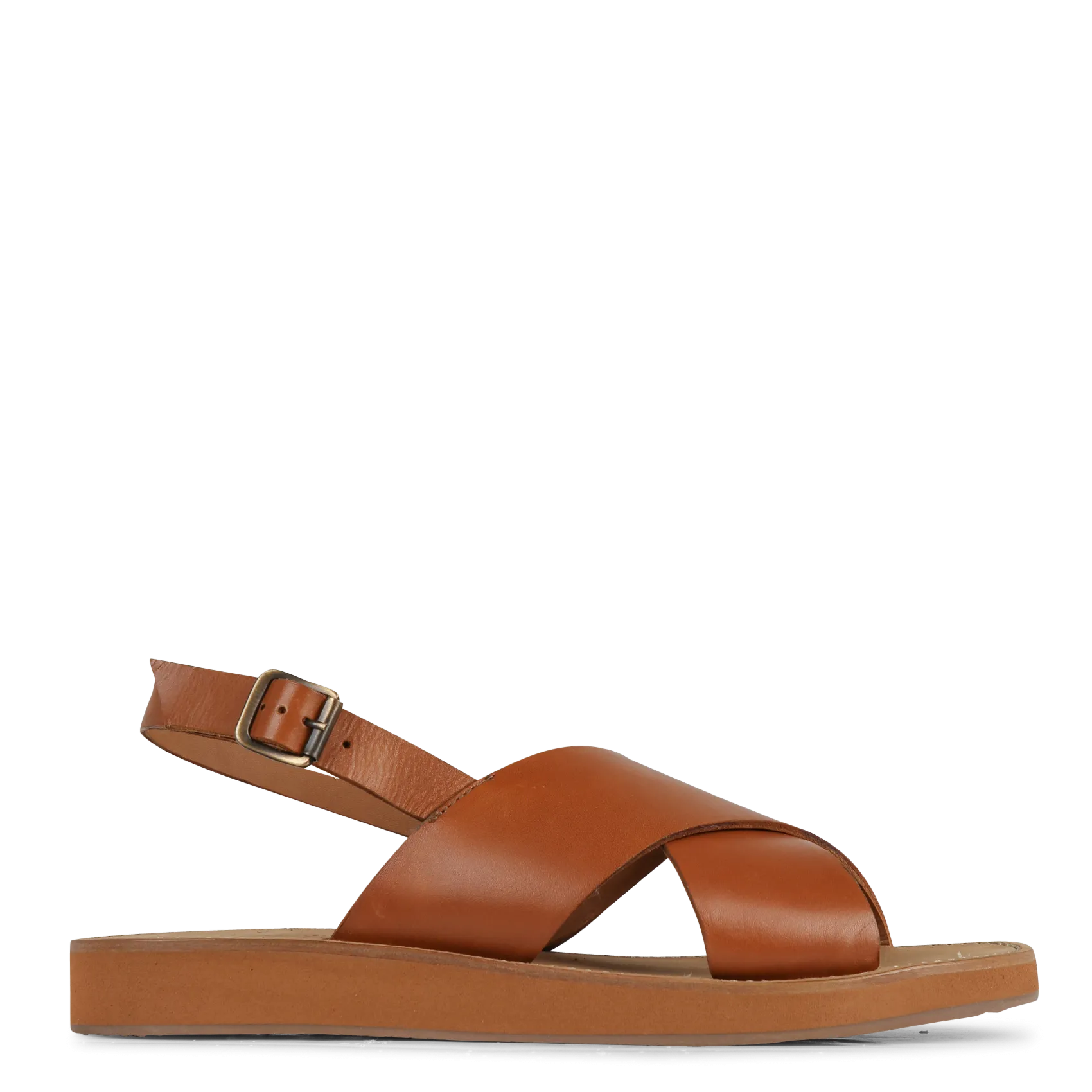 Sandales plates en cuir Beige BIRMANIE