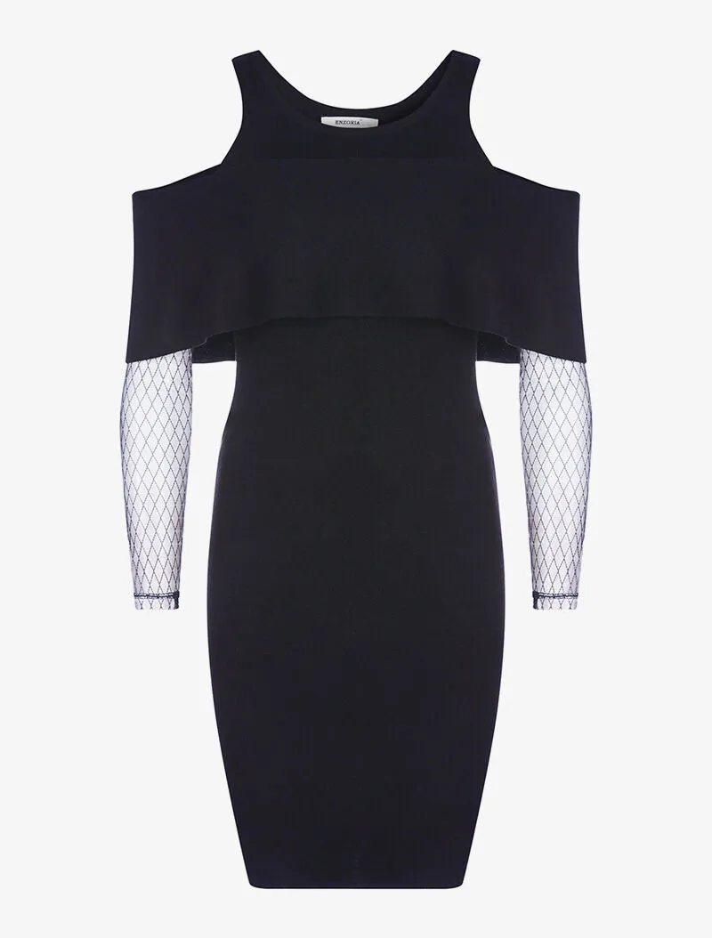 Robe-pull manches voile - noir