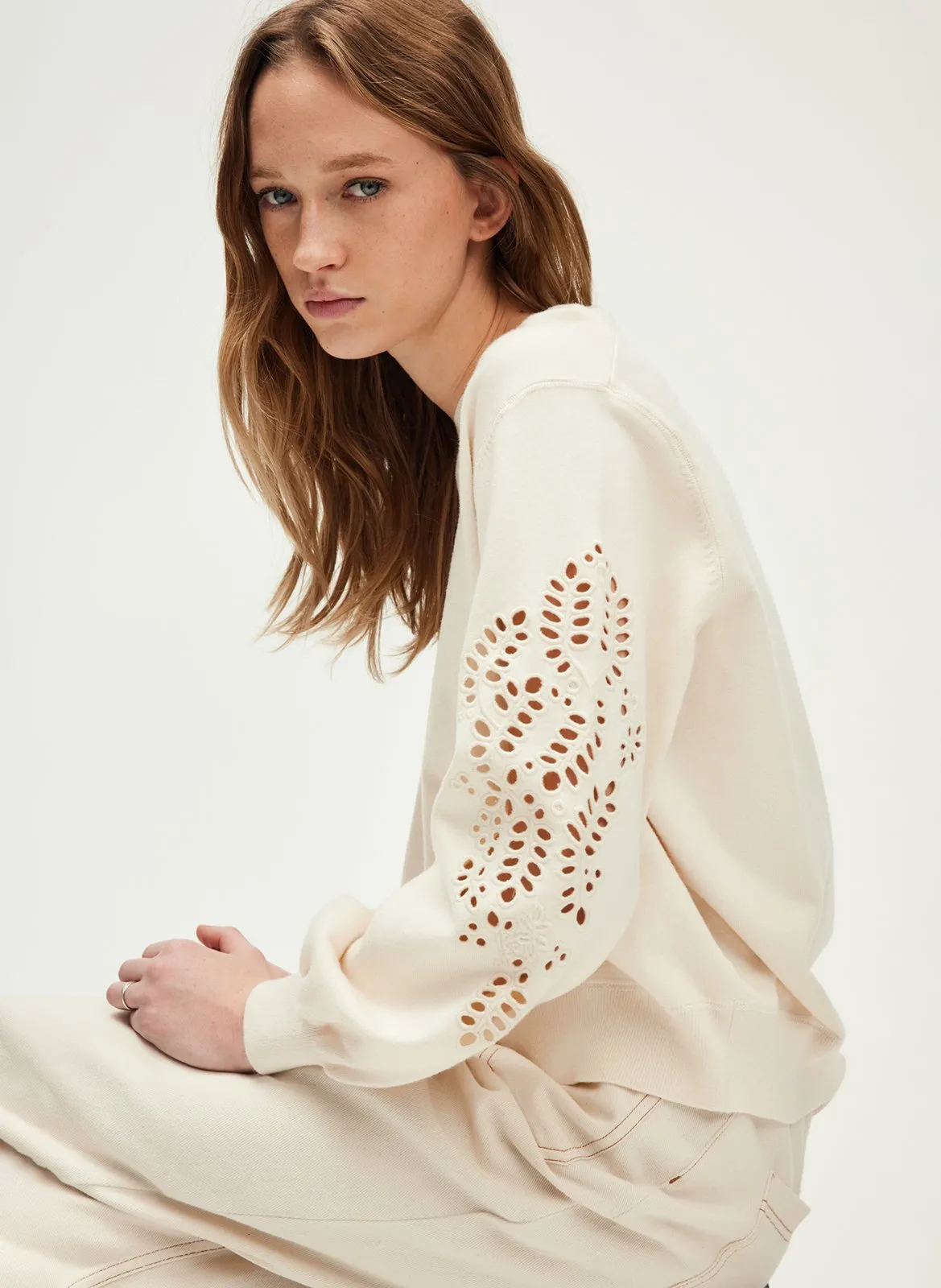 Sweat oversize col rond Beige JOLINE