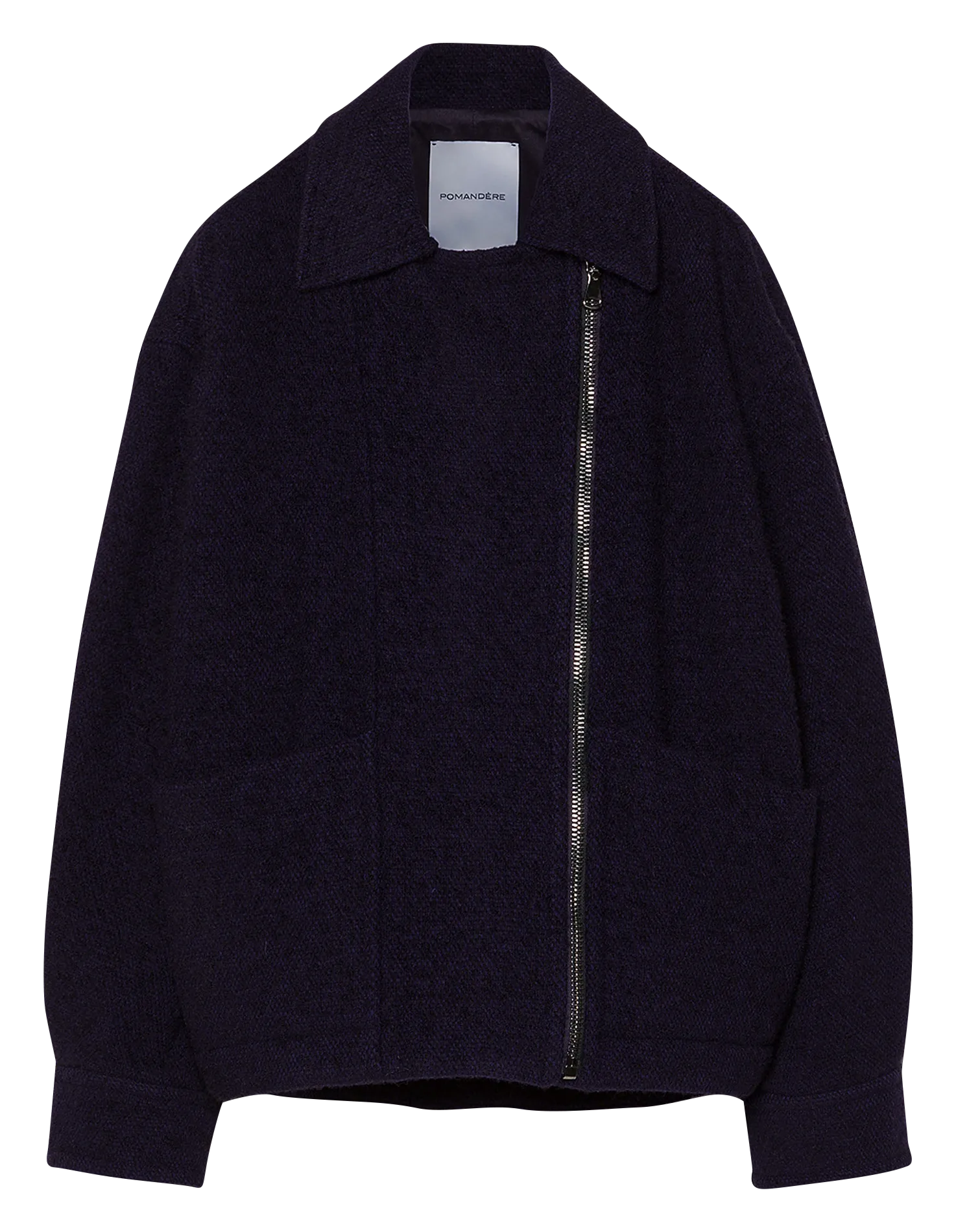 Veste oversize col classique en laine mélangée Bleu