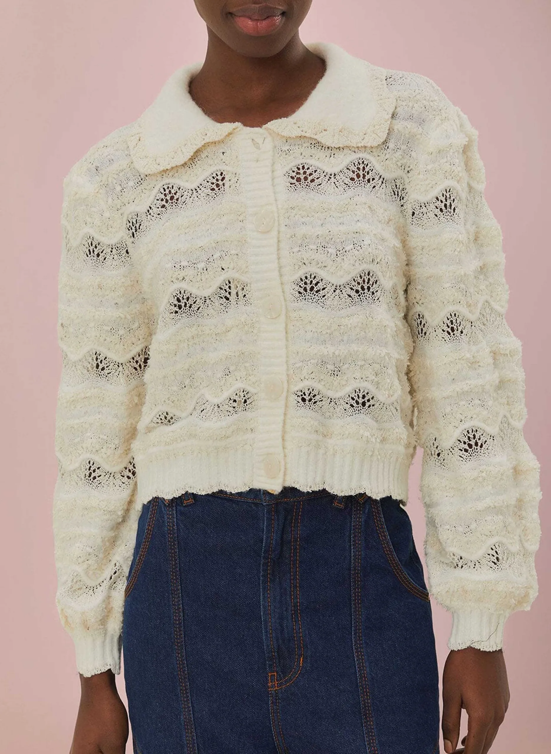 Gilet col Claudine Blanc