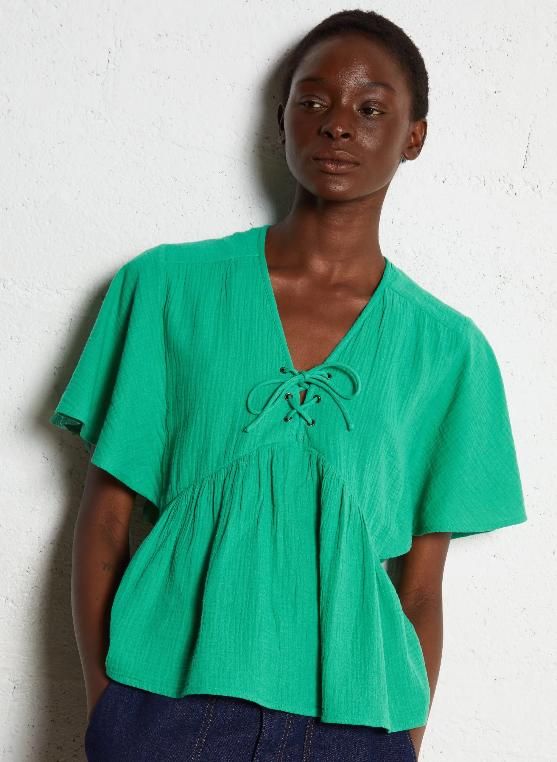 Top droit en coton Vert GUNTER