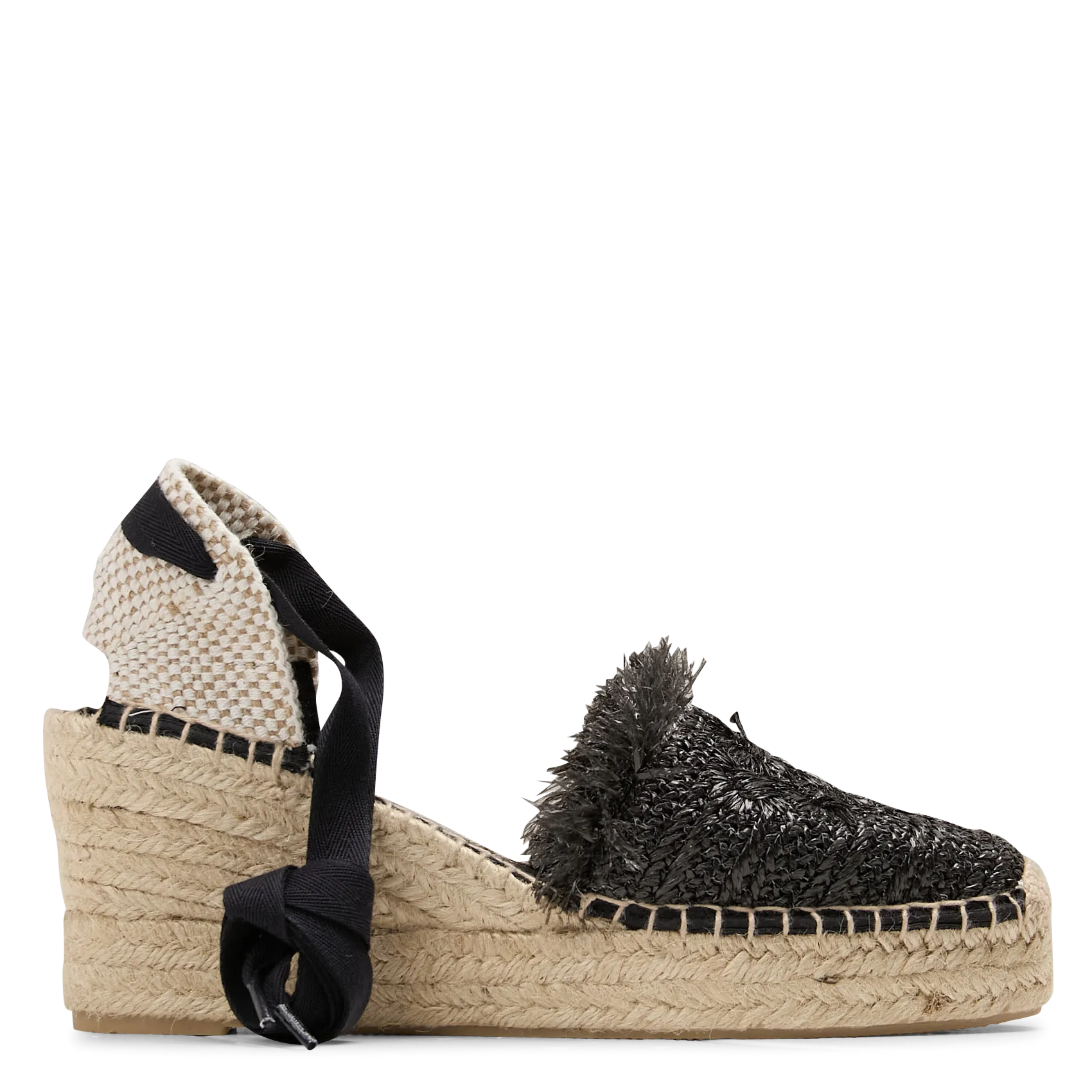 Espadrilles compensées en raphia tressé Noir DAFFY