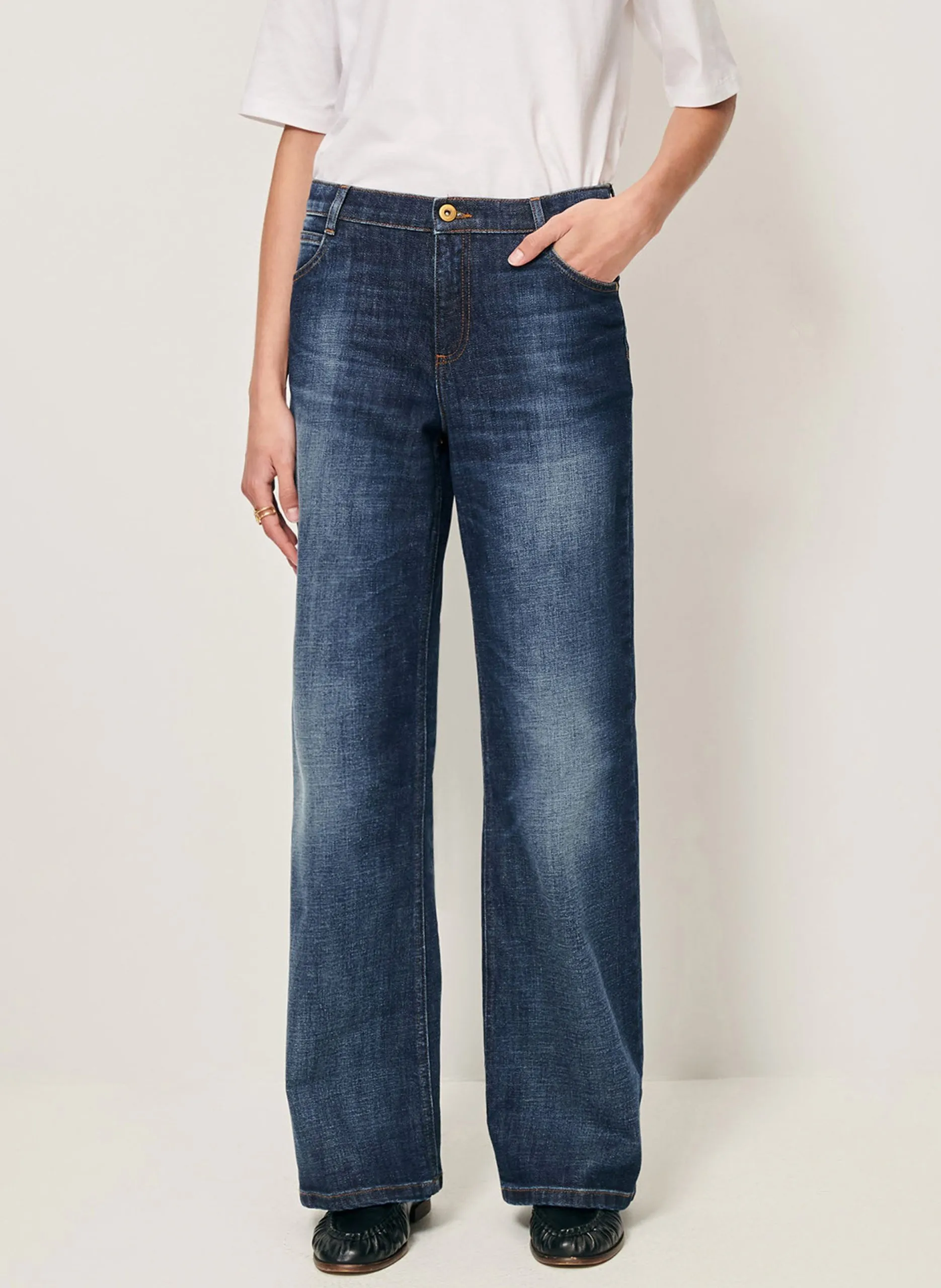 Jean large en coton mélangé Bleu VEGA