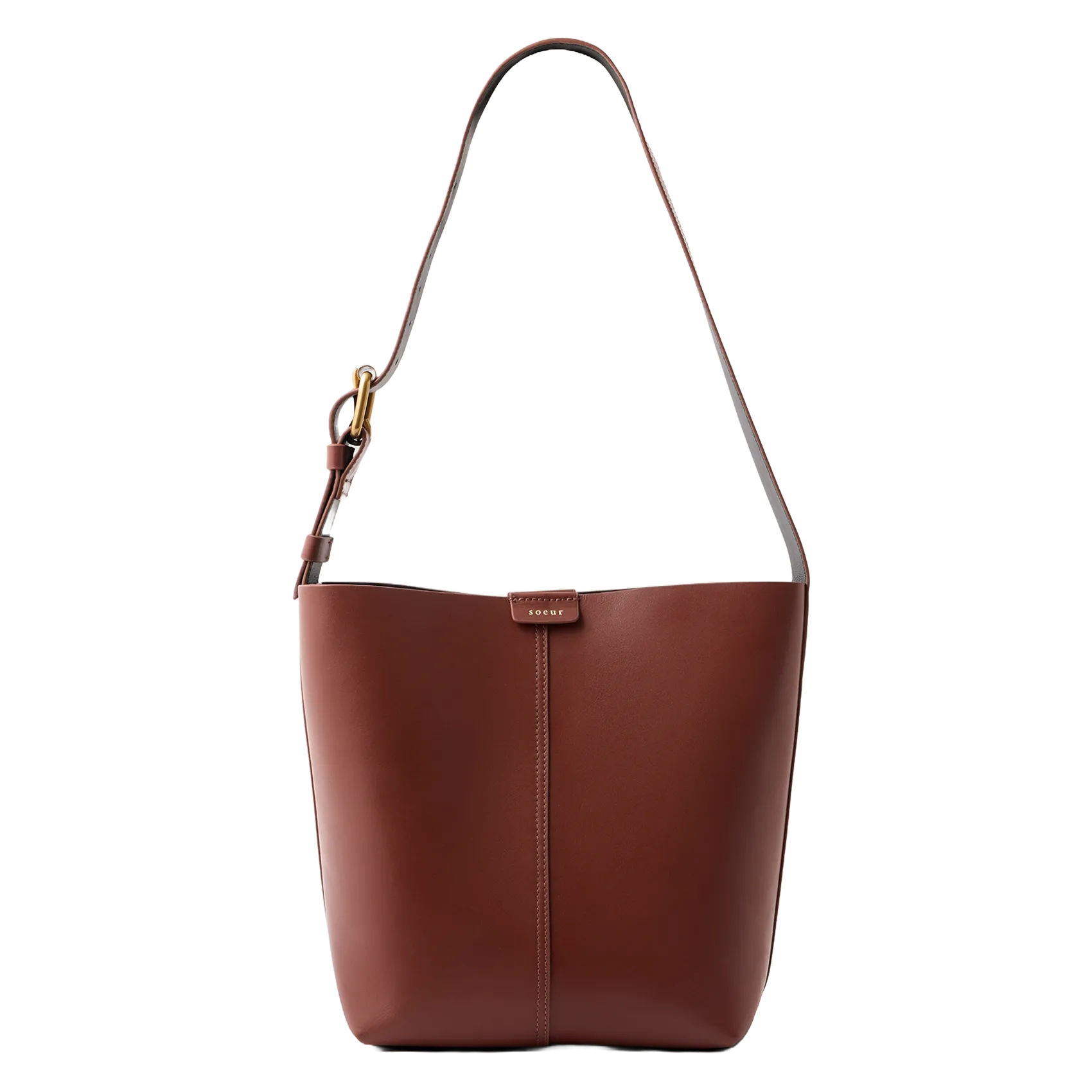 Sac seau en cuir Marron SAUDADE MINI