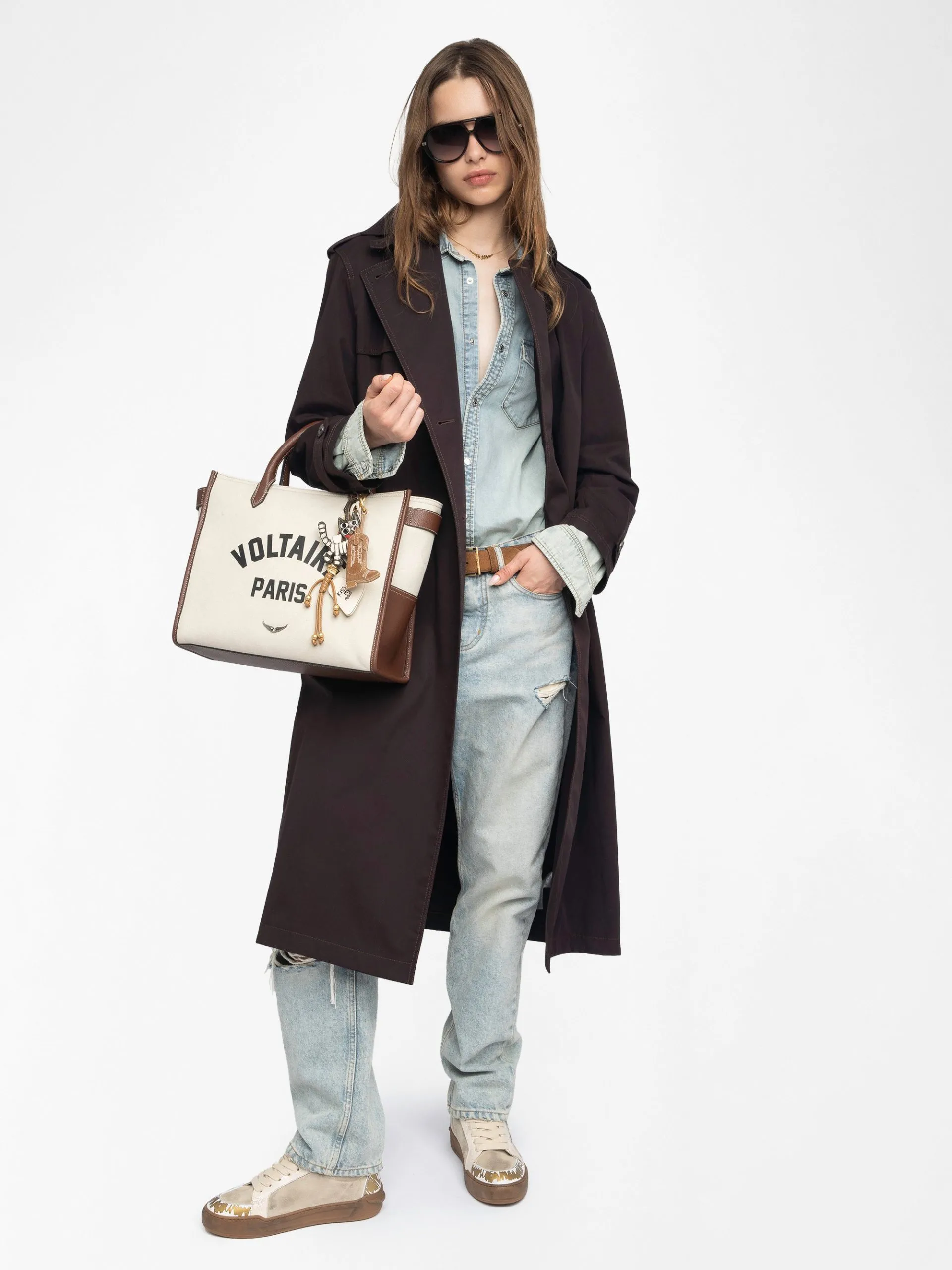 Trench col tailleur en coton Marron KENAR