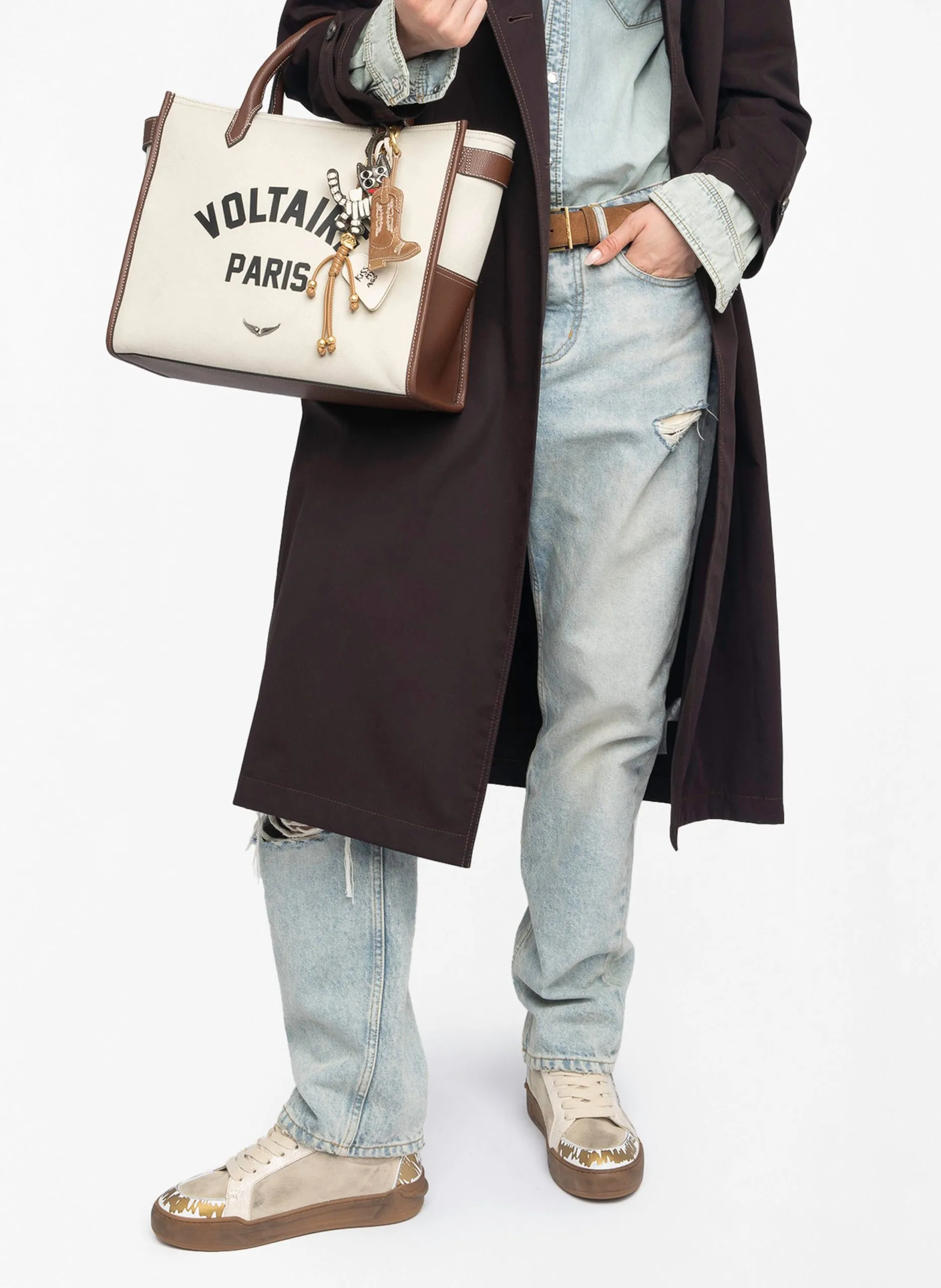 Baskets basses en cuir Beige FLY WINGS