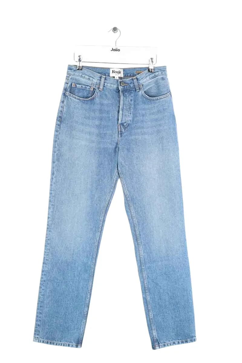 Jean boyfriend en coton Bleu