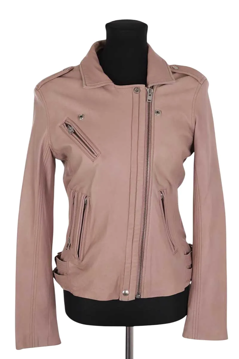 Veste en cuir Rose