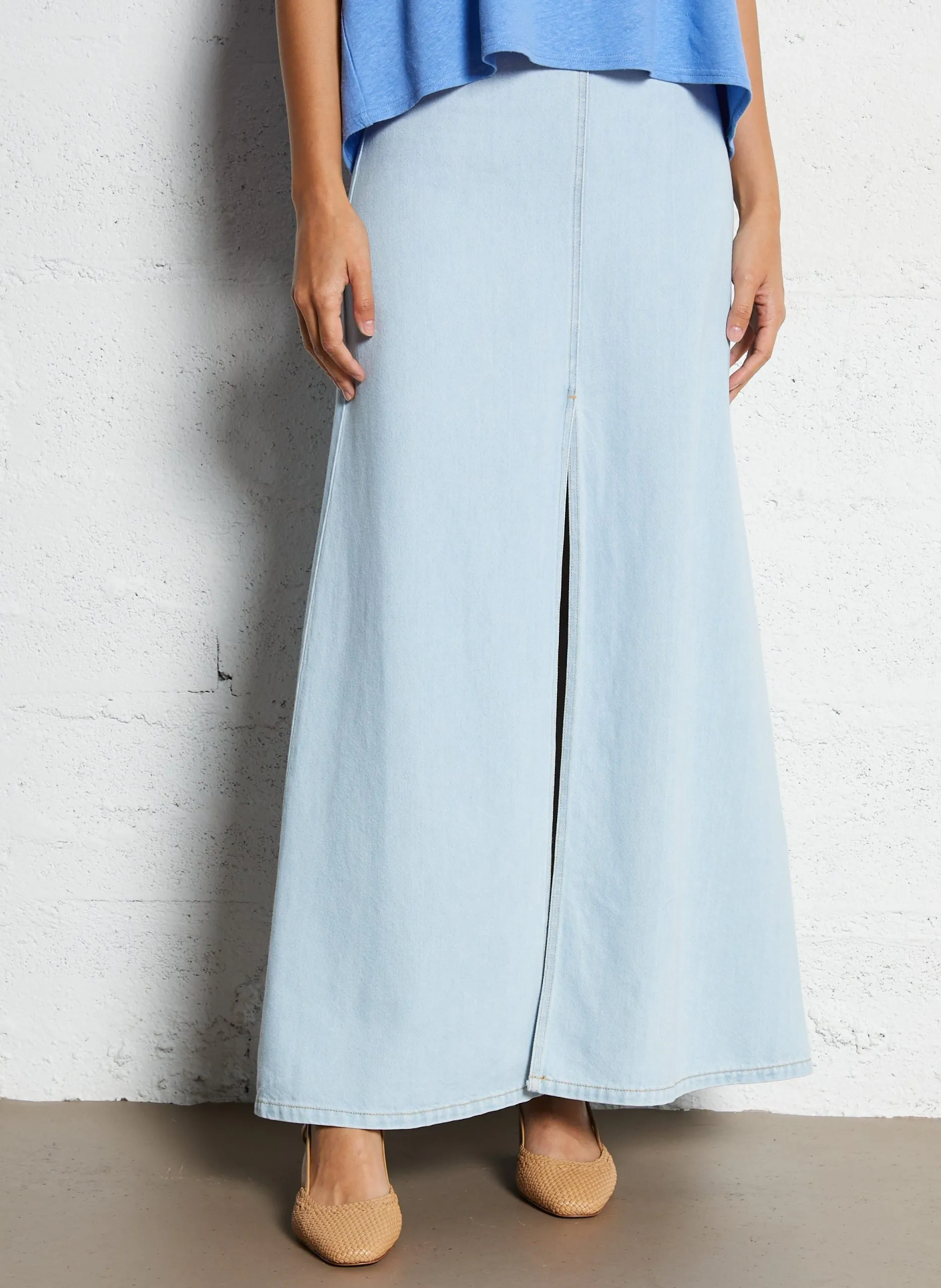 Jupe longue en denim Bleu JODIE