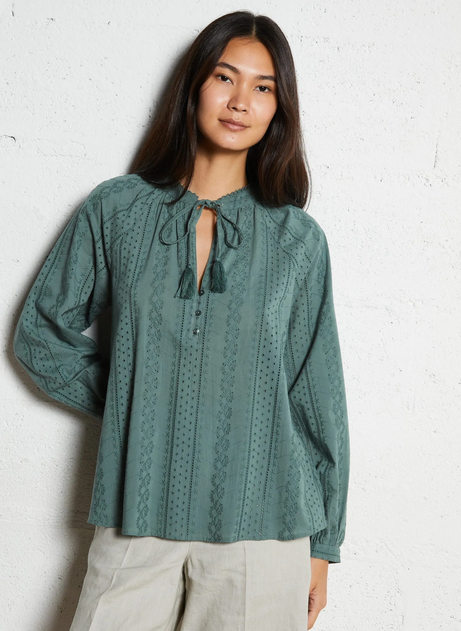 Blouse droite en coton Gris TOBALO