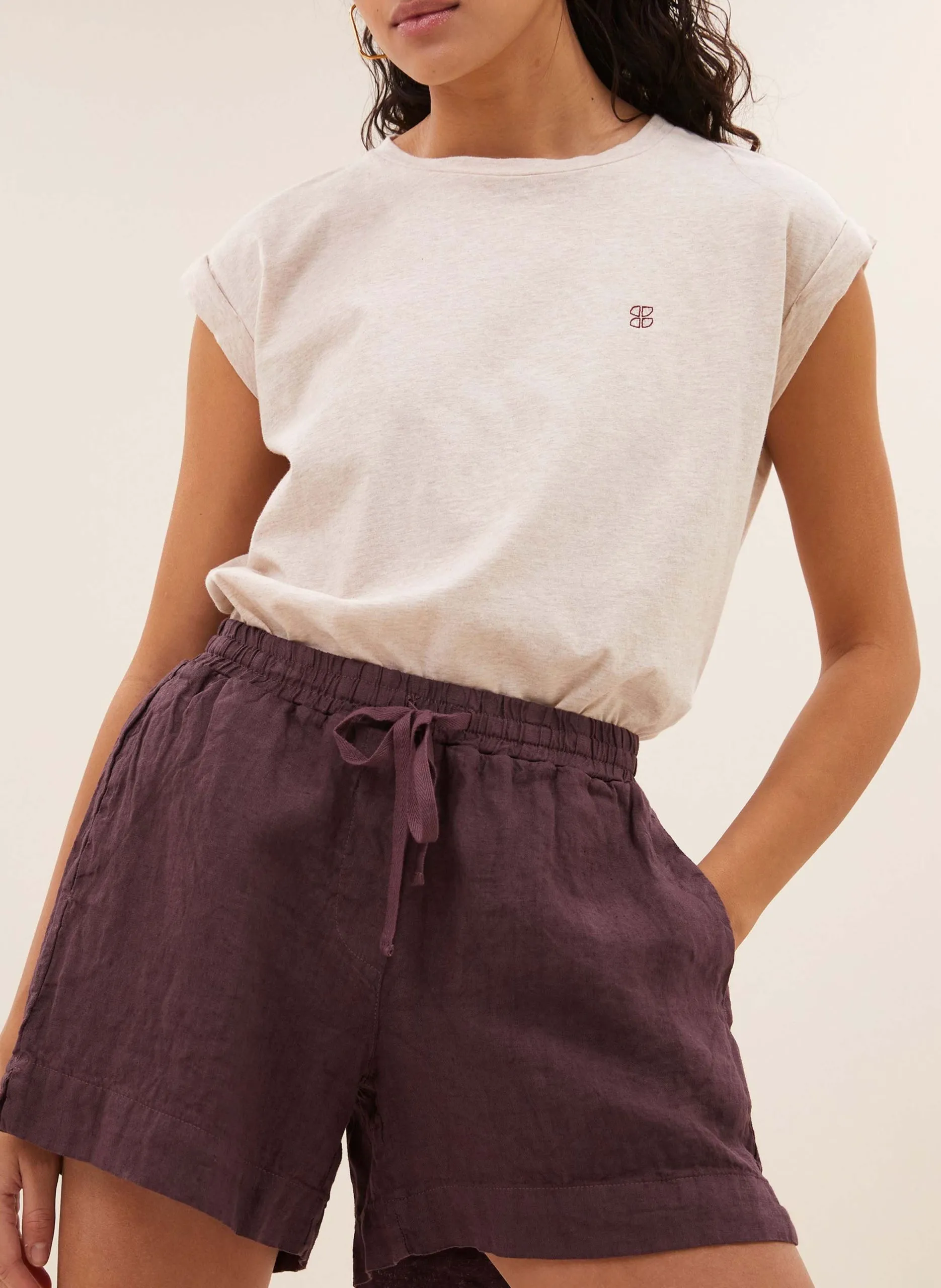 Tee-shirt col rond en coton bio Rose THELMA