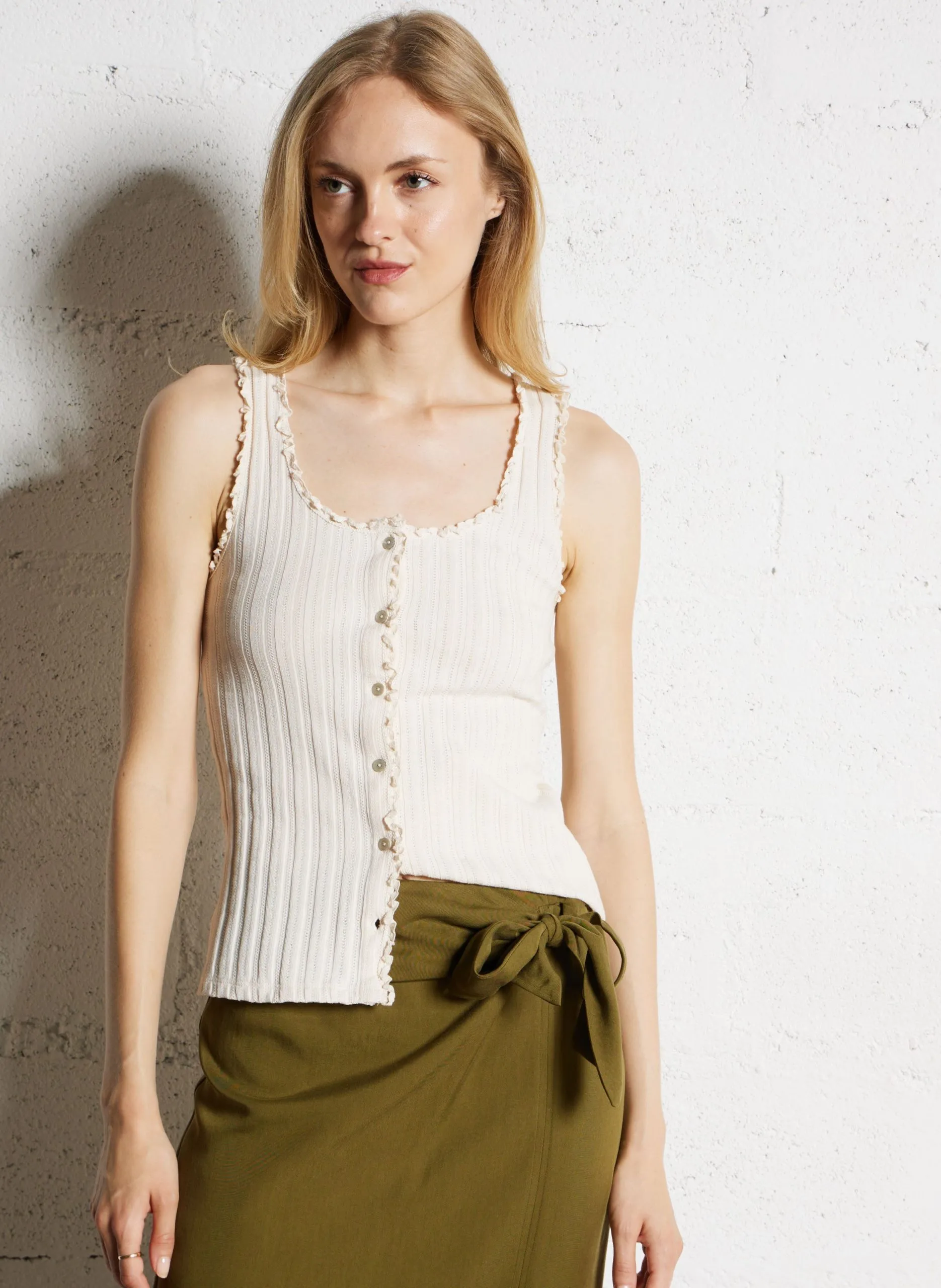 Débardeur droit en coton Blanc TARIC