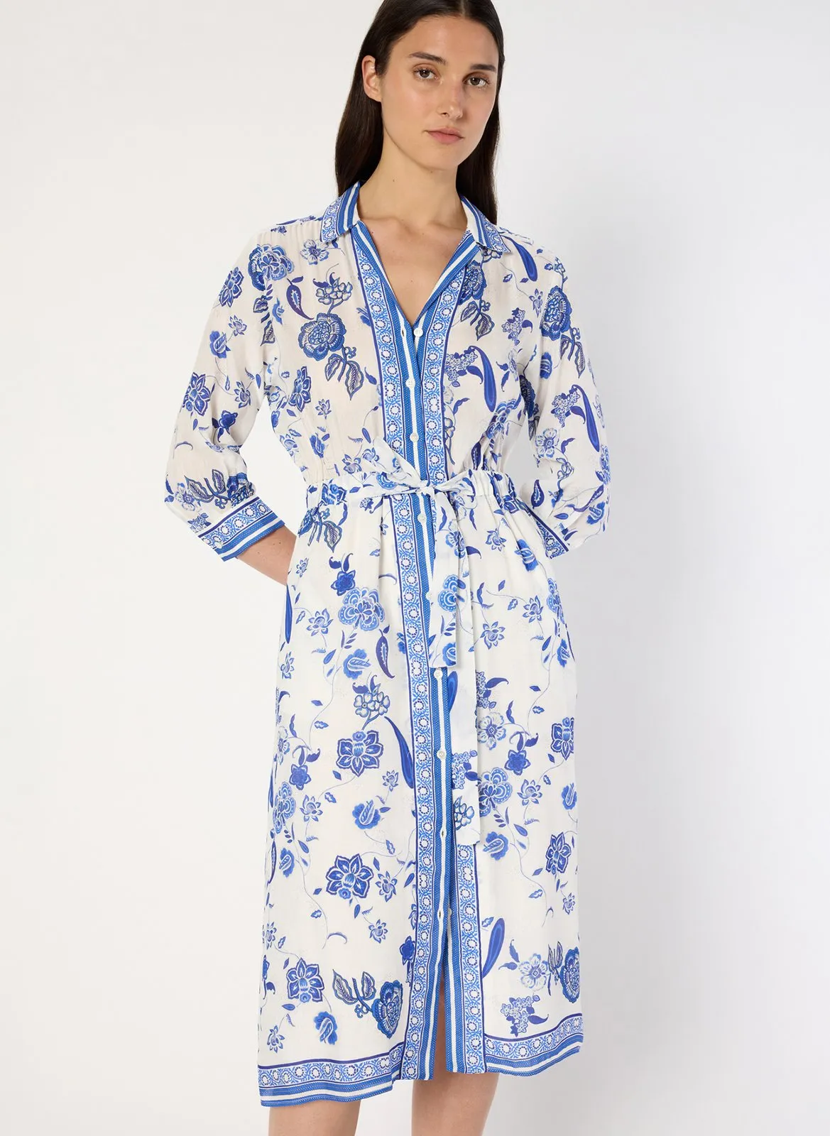 Robe midi col classique Beige POLETTE