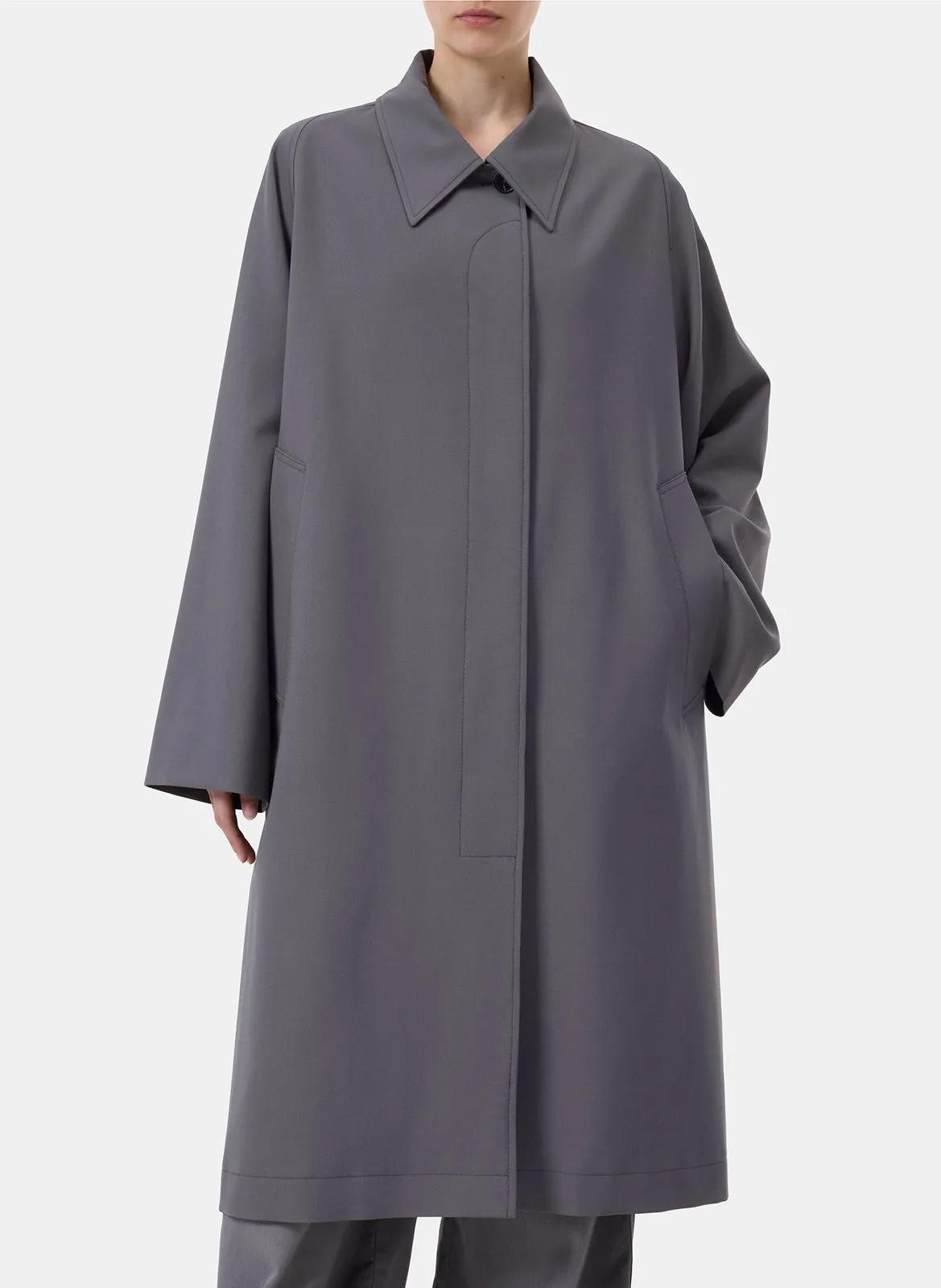 Manteau mi-long ample uni Gris